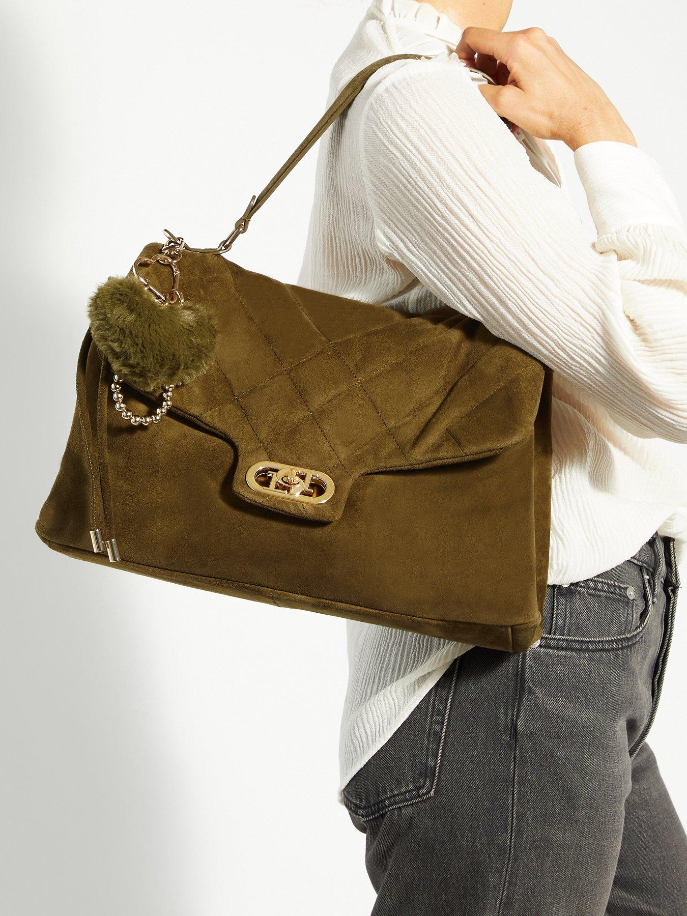 Dune London Regency Suede Shoulder Bag - Khaki