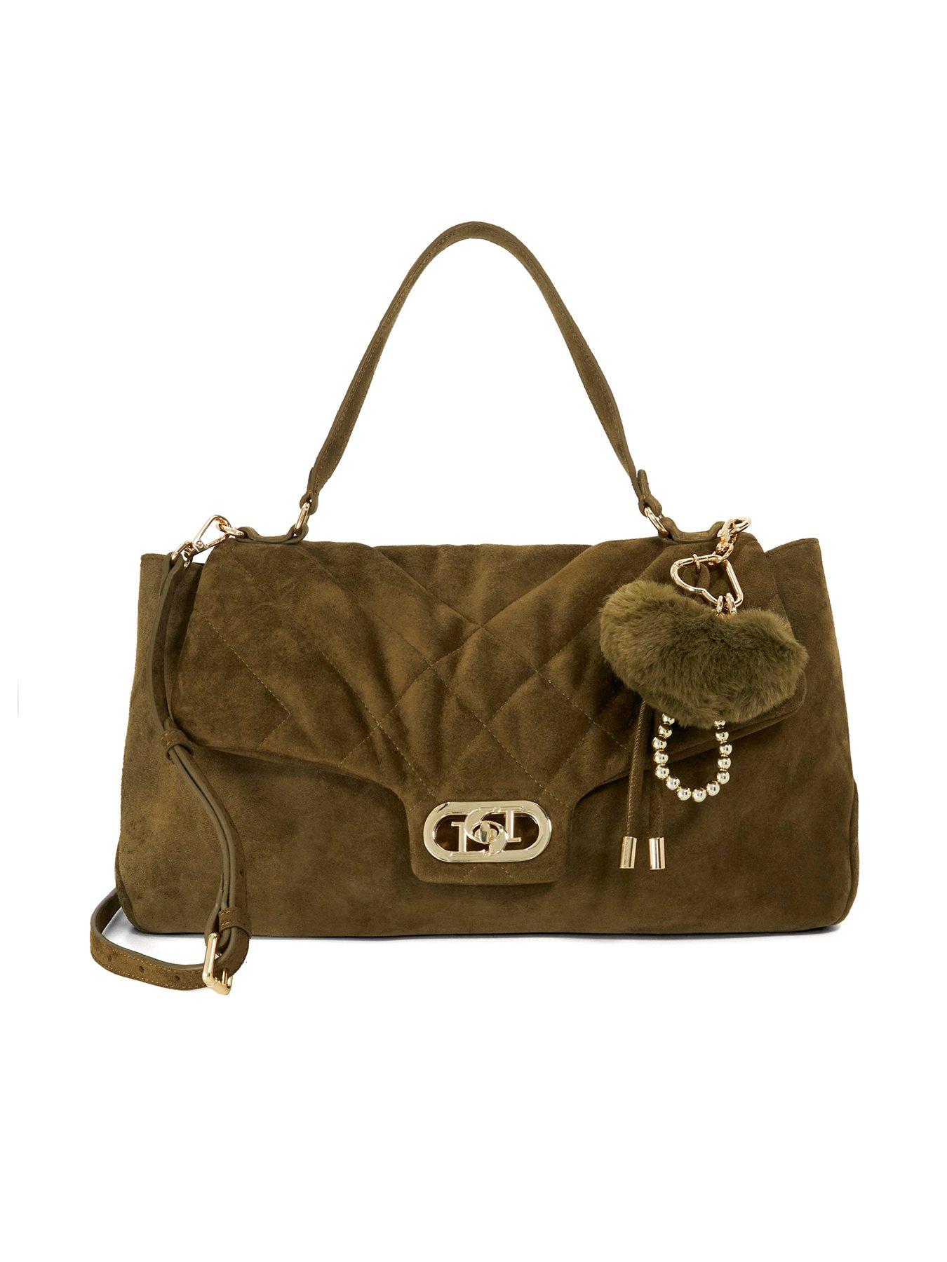 Dune London Regency Suede Shoulder Bag - Khaki