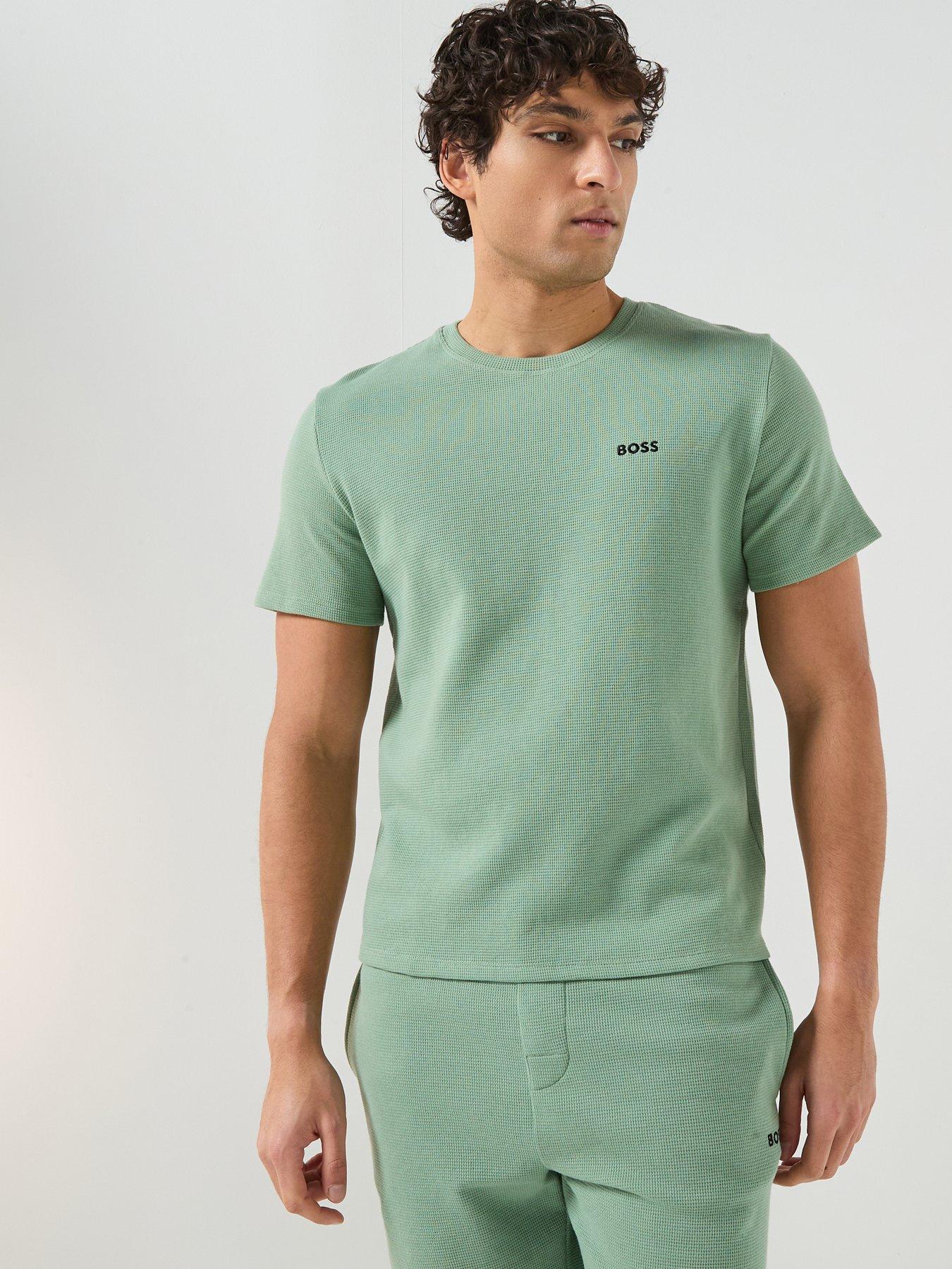 BOSS Regular Fit Waffle Loungewear T-Shirt - Green