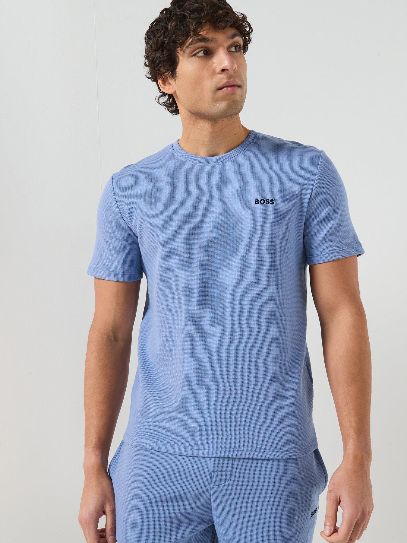 BOSS Regular Fit Waffle Loungewear T-Shirt - Blue