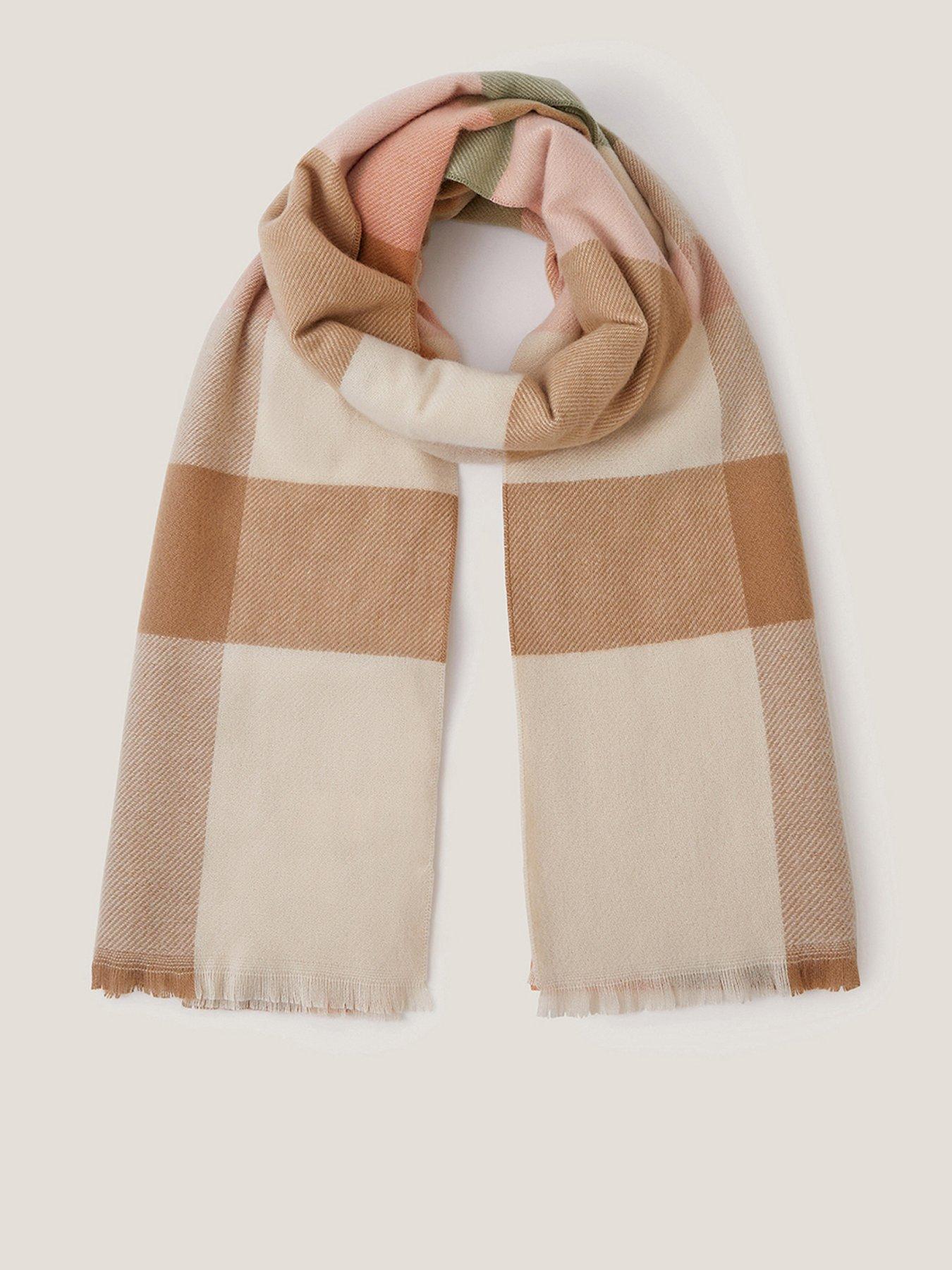 Image 1 of 3 of Monsoon Essa Light Check Scarf - Pink
