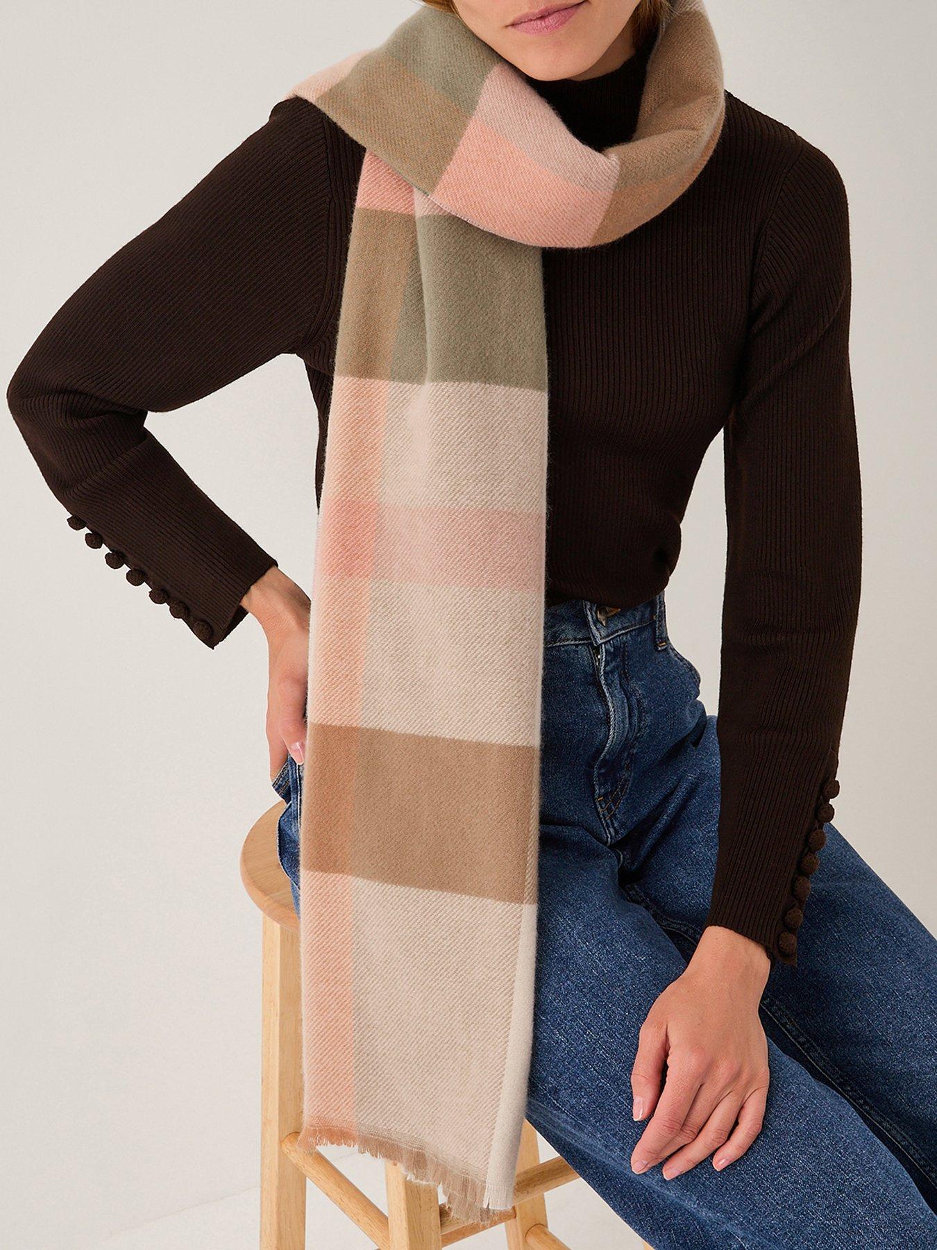 Image 2 of 3 of Monsoon Essa Light Check Scarf - Pink