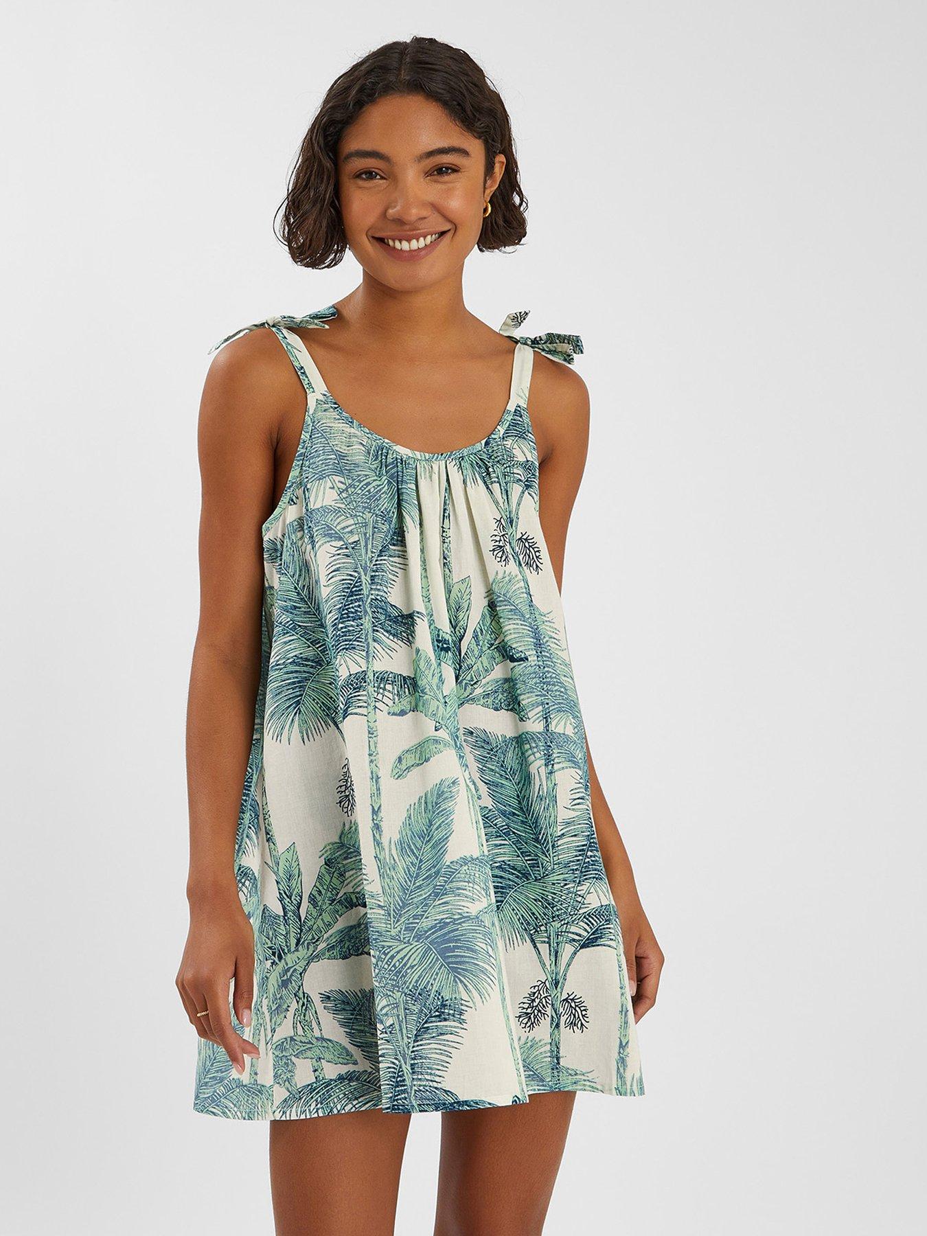 undefined Palm Print Nightie - White