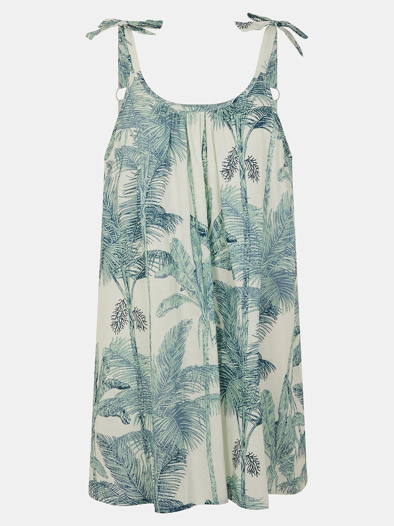 Image 3 of 4 of Accessorize Palm Print Nightie - White