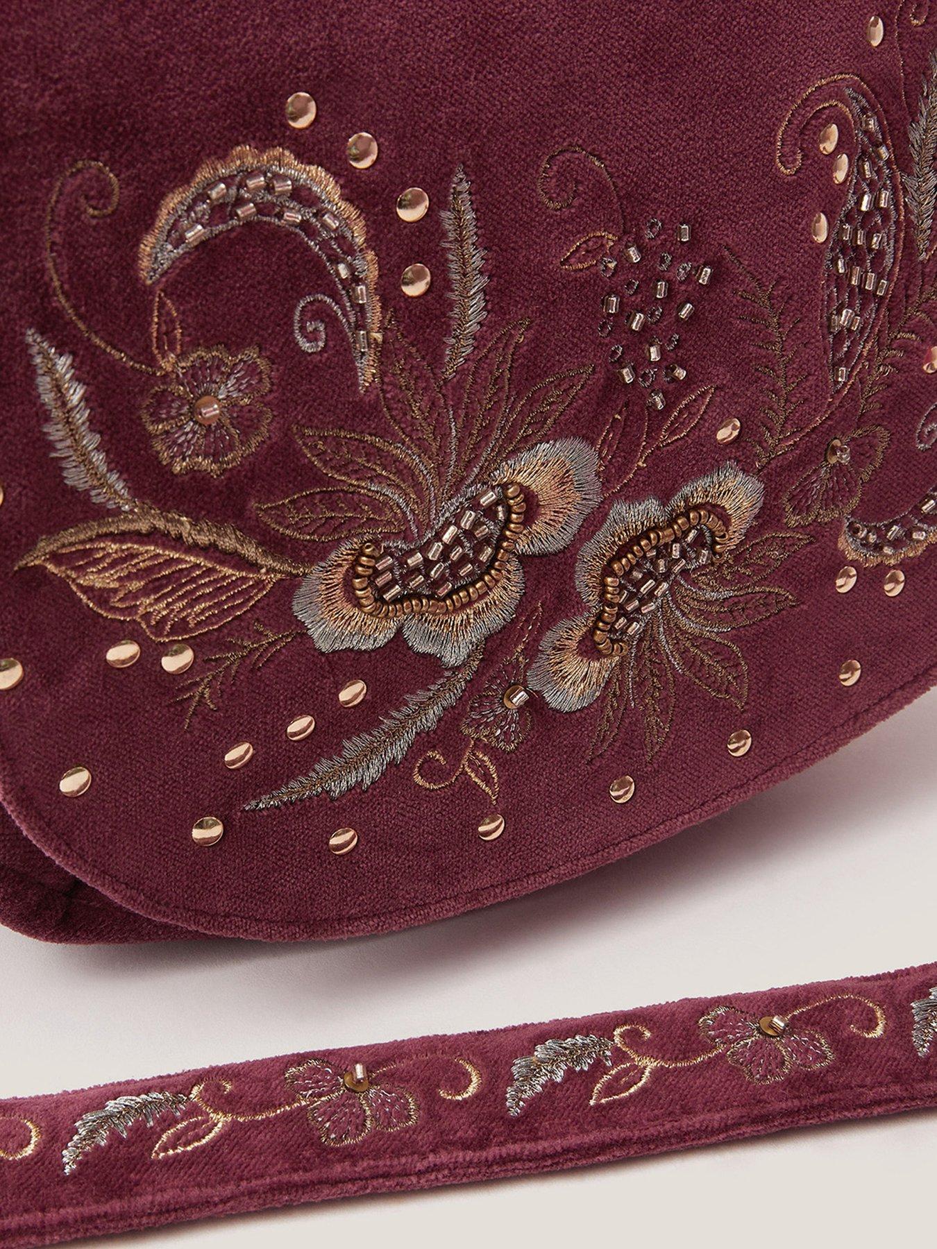 Image 3 of 4 of Monsoon Lily Floral Emb Xbody - Burgundy