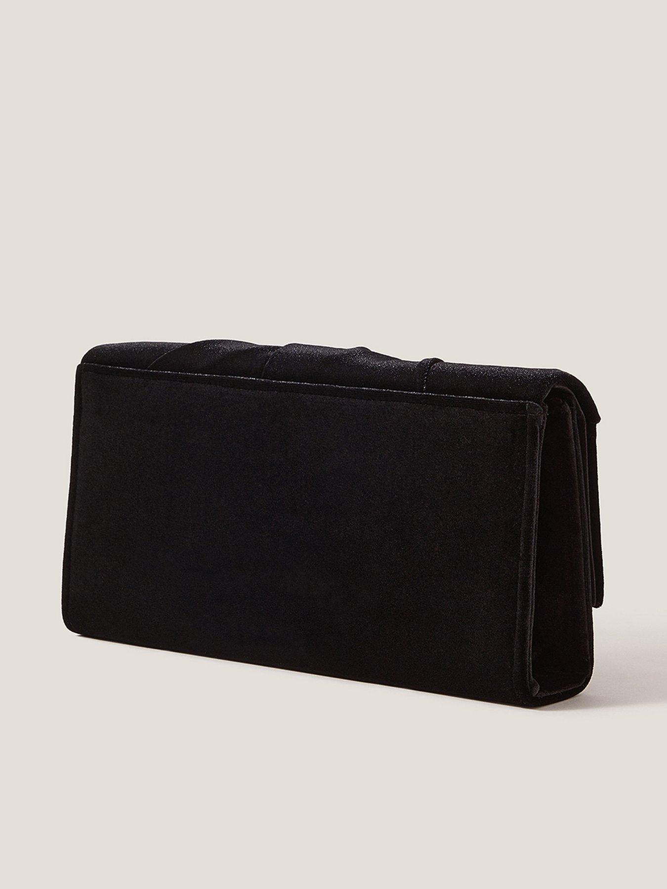 Image 2 of 4 of Monsoon Mia Velvet Knot Clutch - Black
