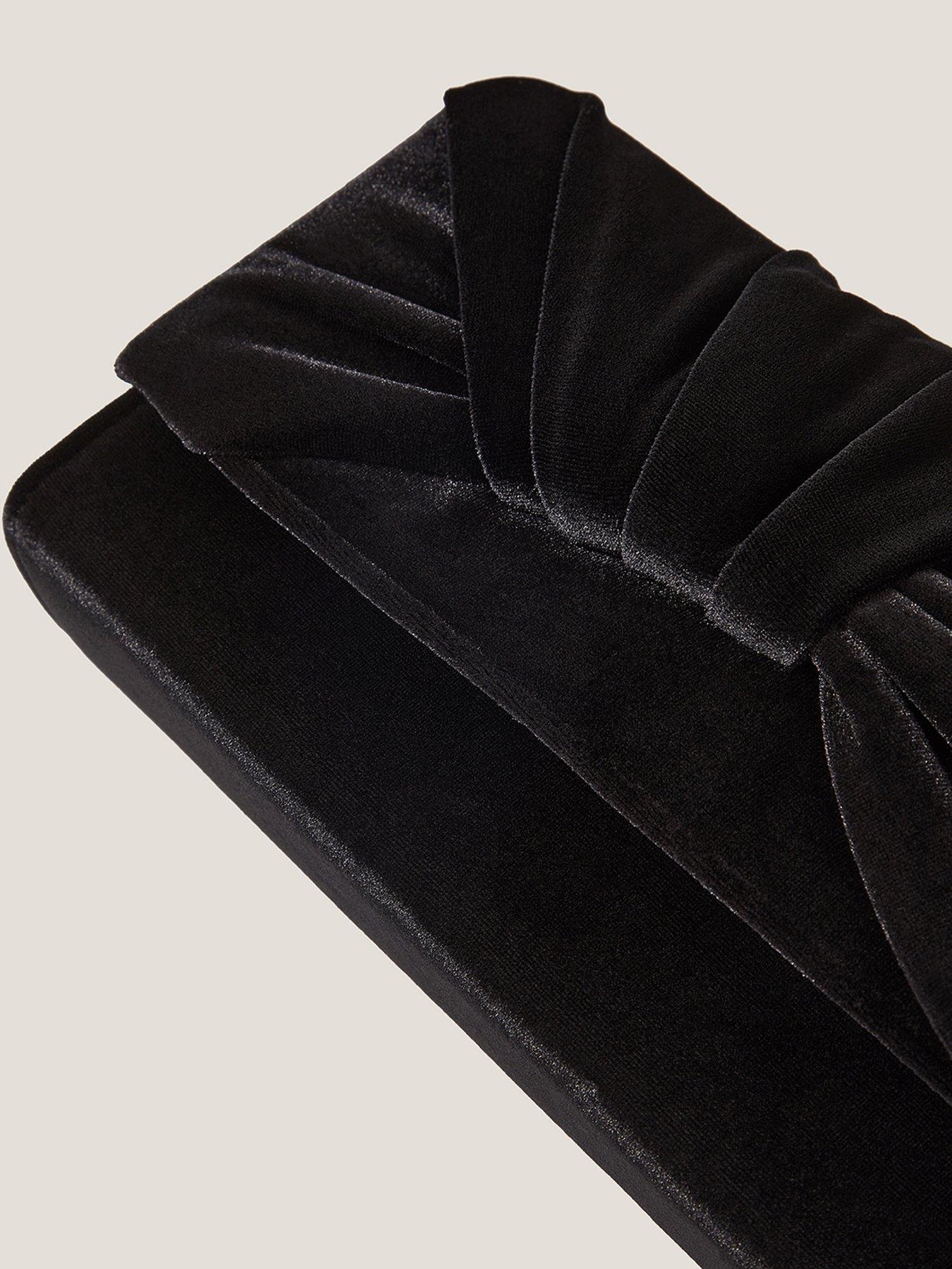 Image 3 of 4 of Monsoon Mia Velvet Knot Clutch - Black