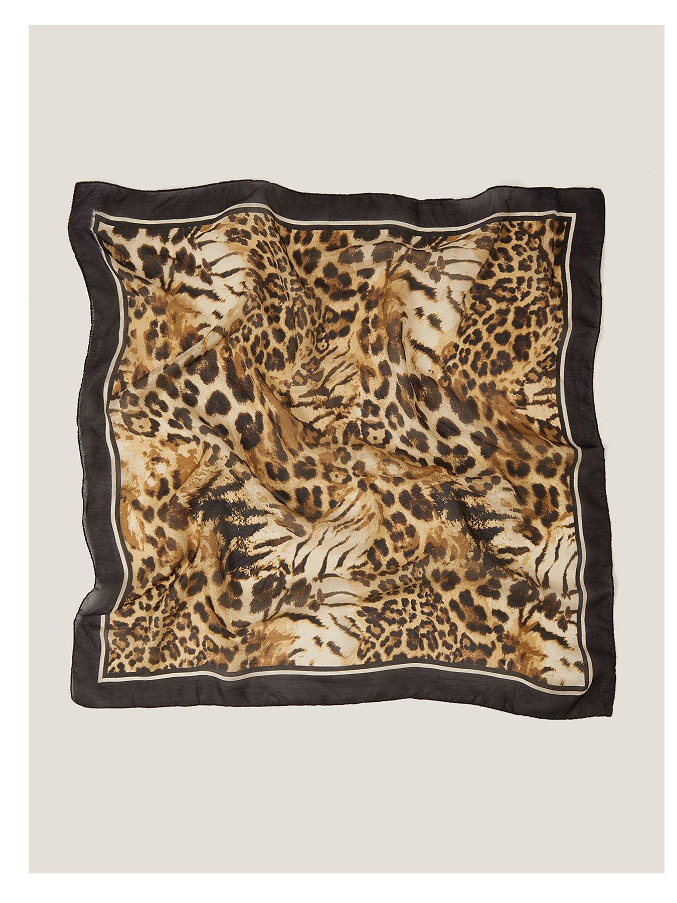 Image 1 of 2 of Monsoon Kathie Silk Leopard Scarf - Neutral