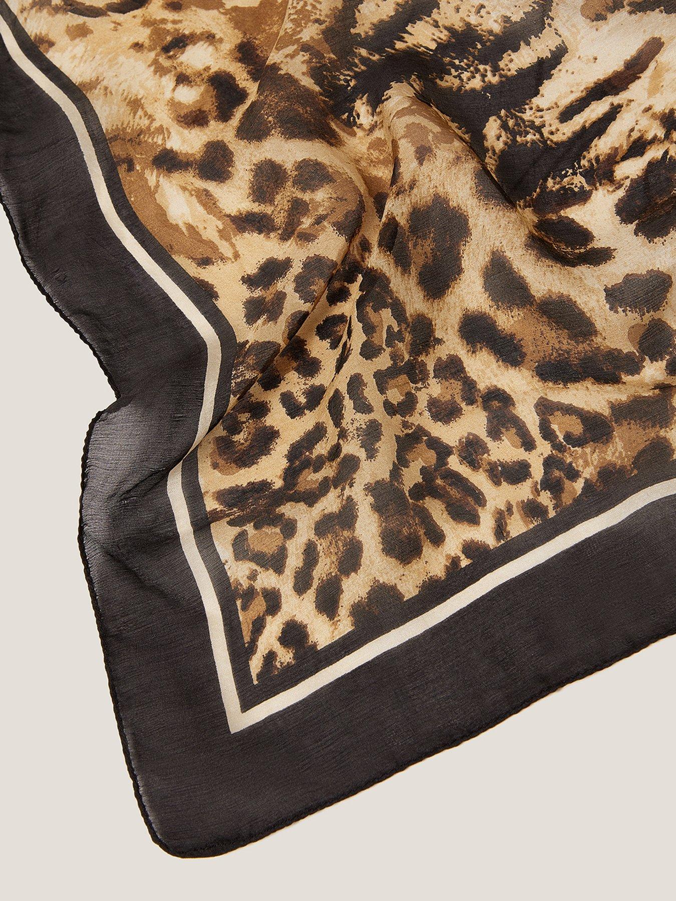 Image 2 of 2 of Monsoon Kathie Silk Leopard Scarf - Neutral