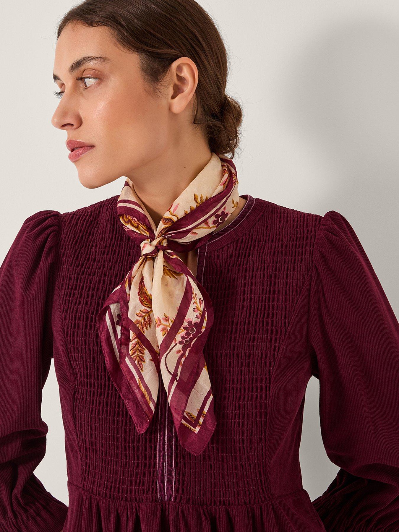  image of monsoon-ilsa-floral-silk-scarf-cream