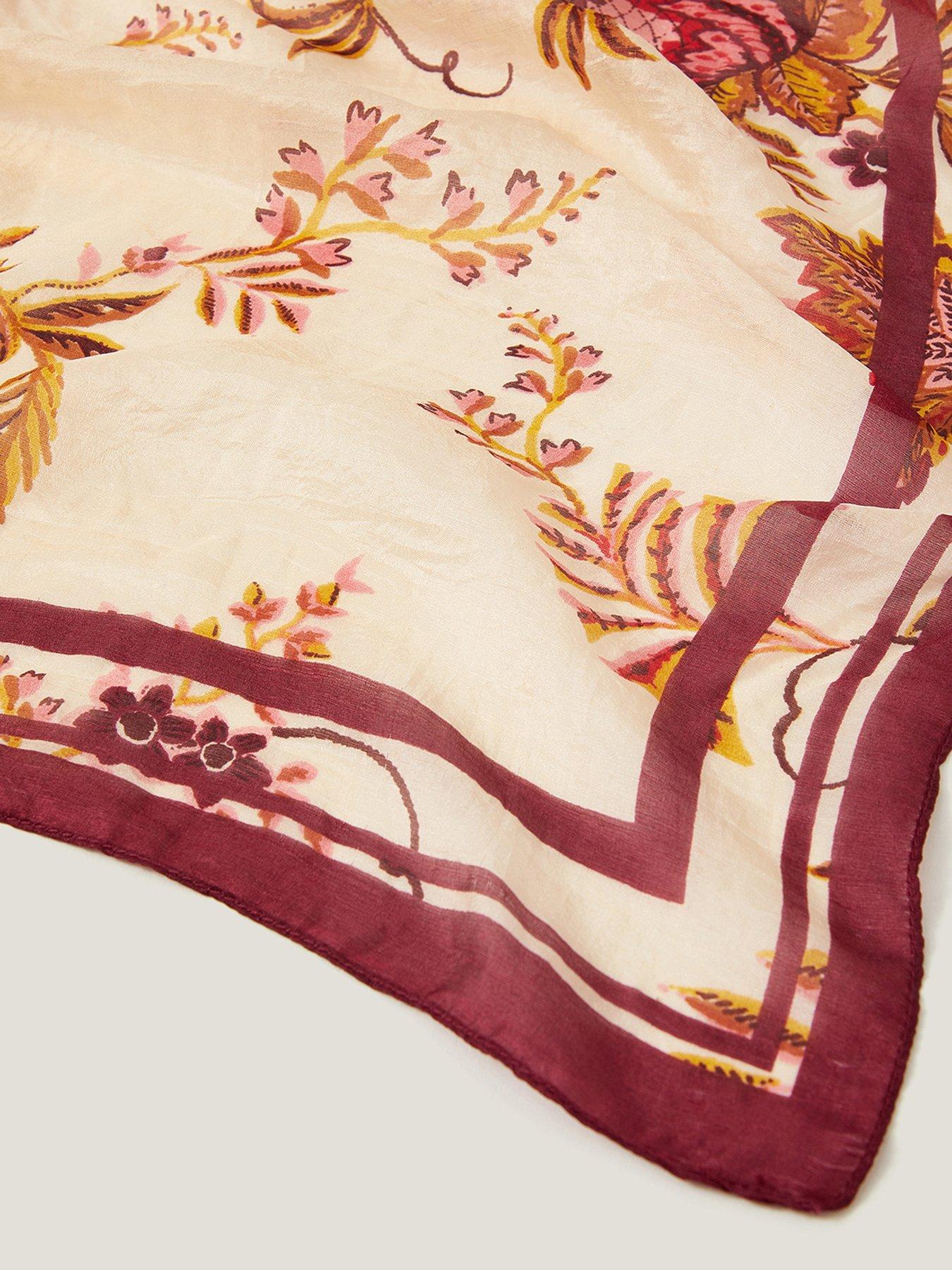  image of monsoon-ilsa-floral-silk-scarf-cream