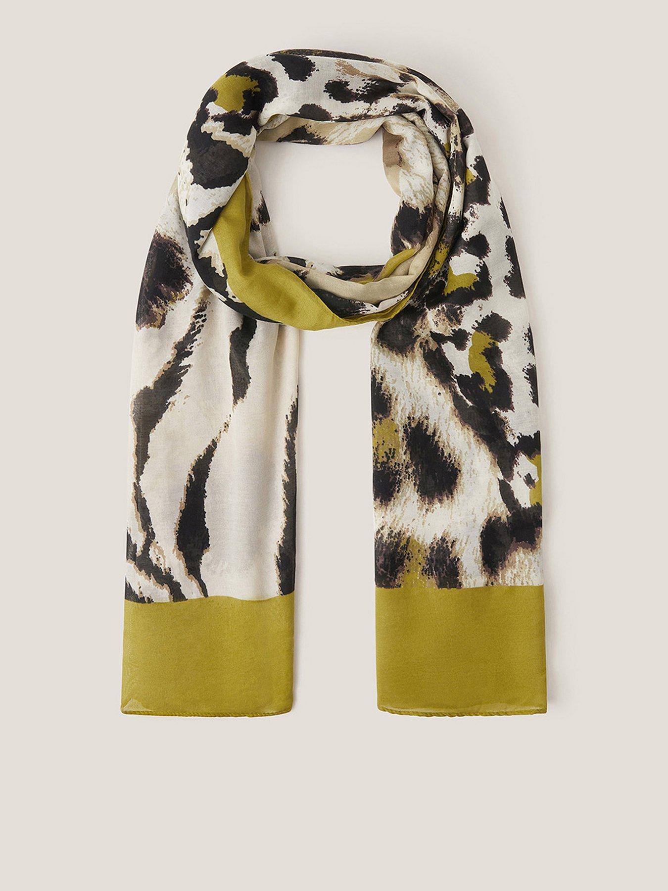 Image 1 of 2 of Monsoon Kat Animal Print Scarf - Olive