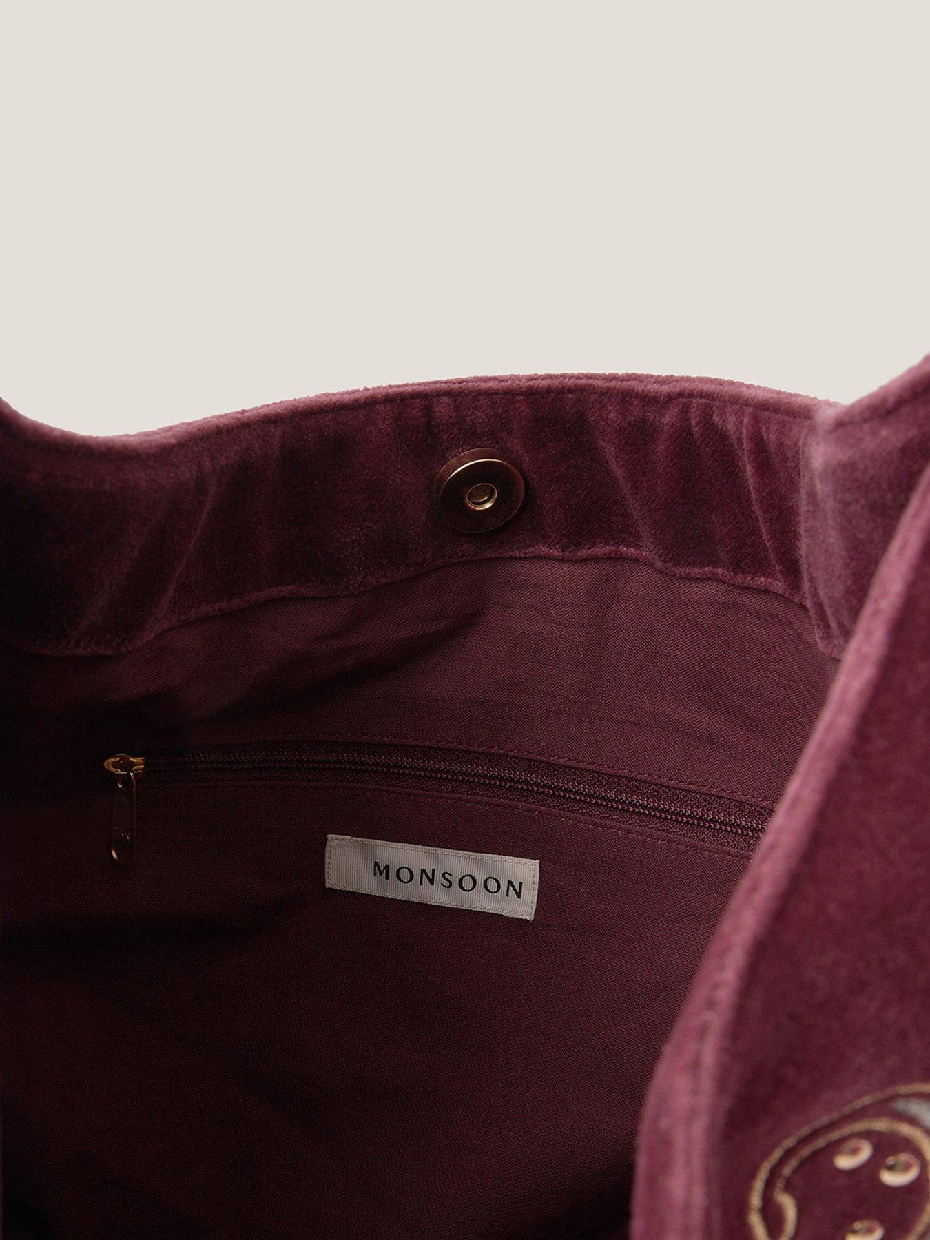 Image 4 of 4 of Monsoon Lily Floral Emb Slouch Bag - Burgundy