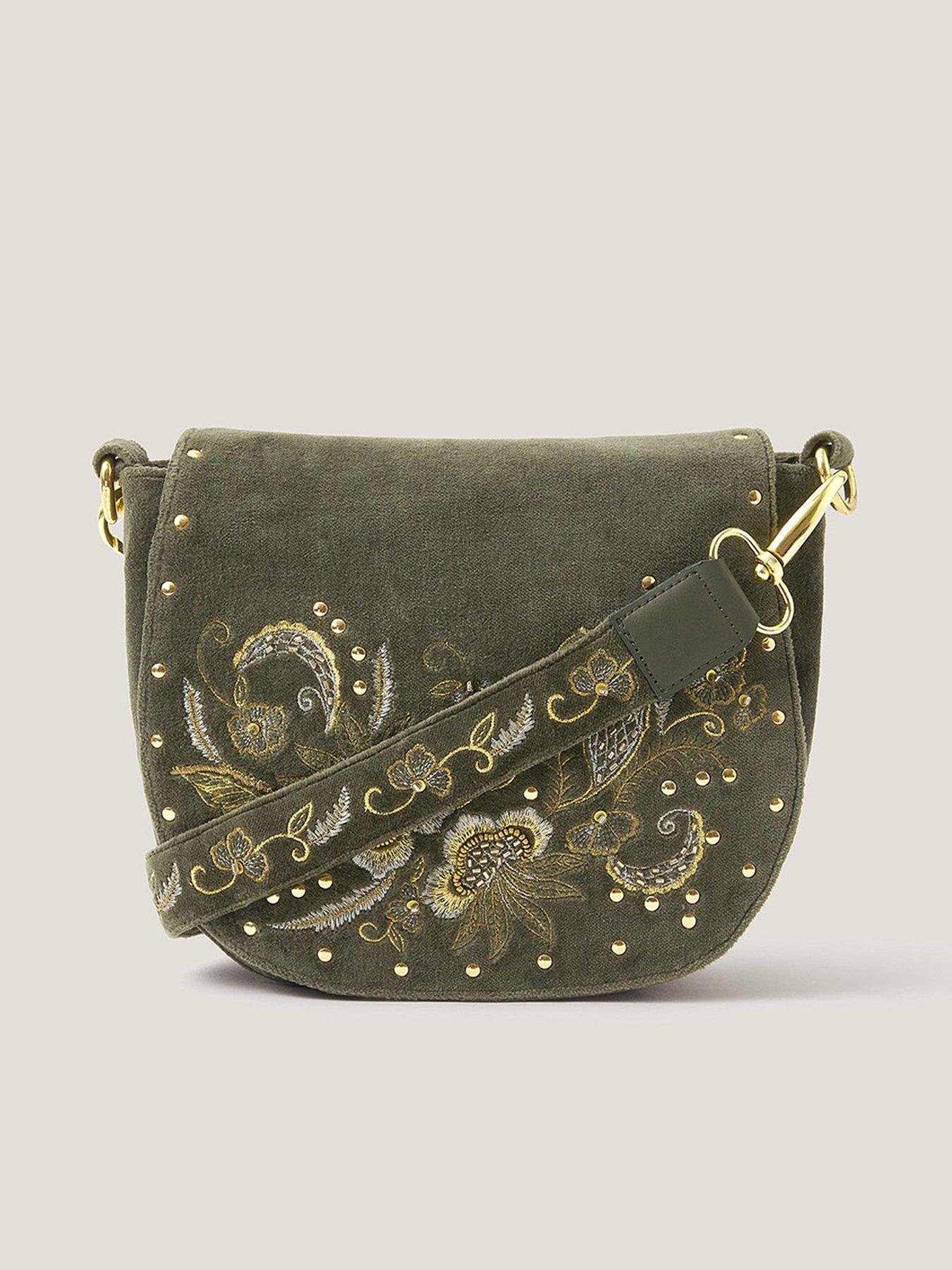 Image 1 of 5 of Monsoon Lily Floral Emb Xbody - Green