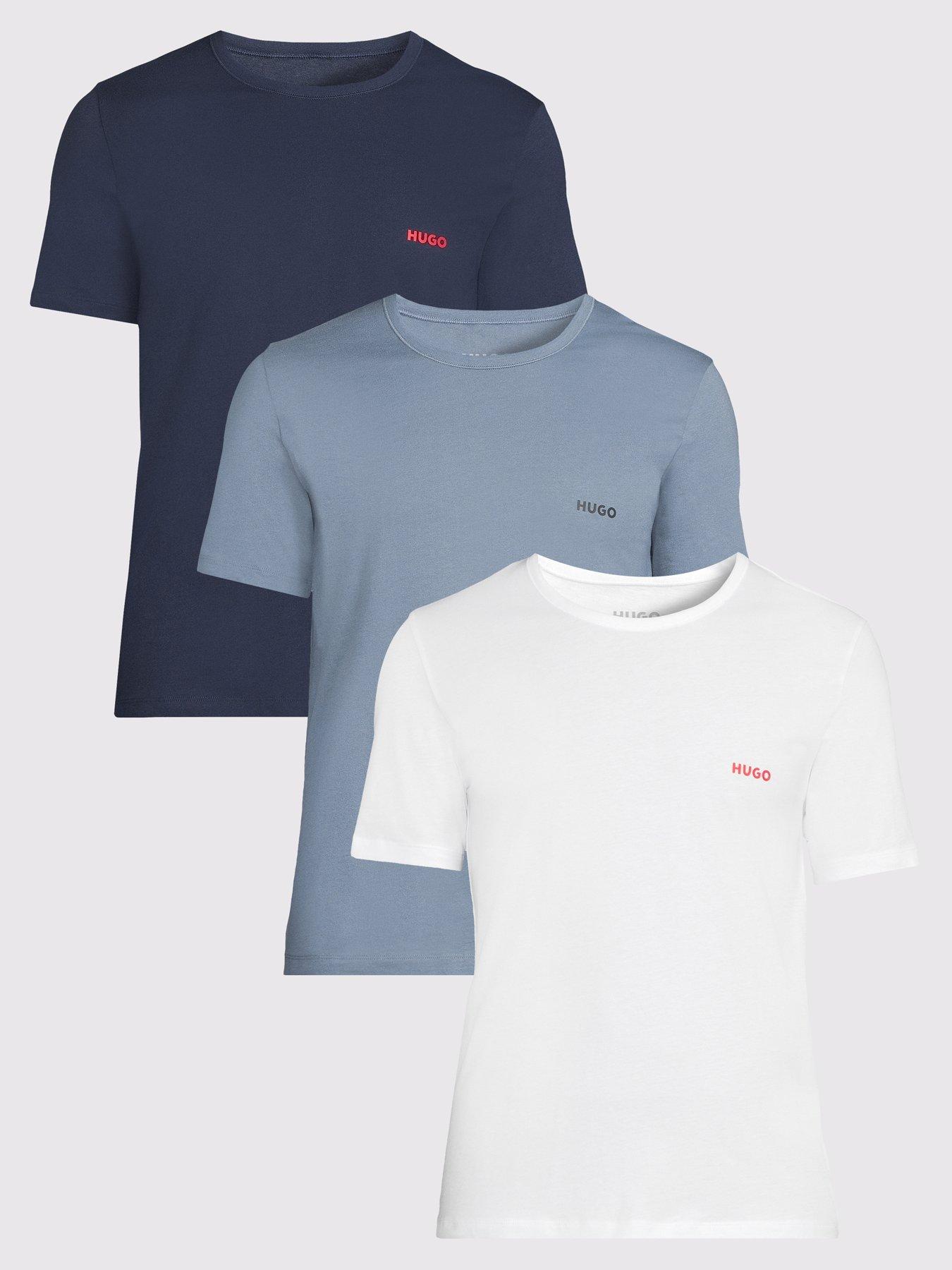 Image 1 of 6 of HUGO Bodywear Triplet 3 Pack Loungewear T-Shirts - Assorted