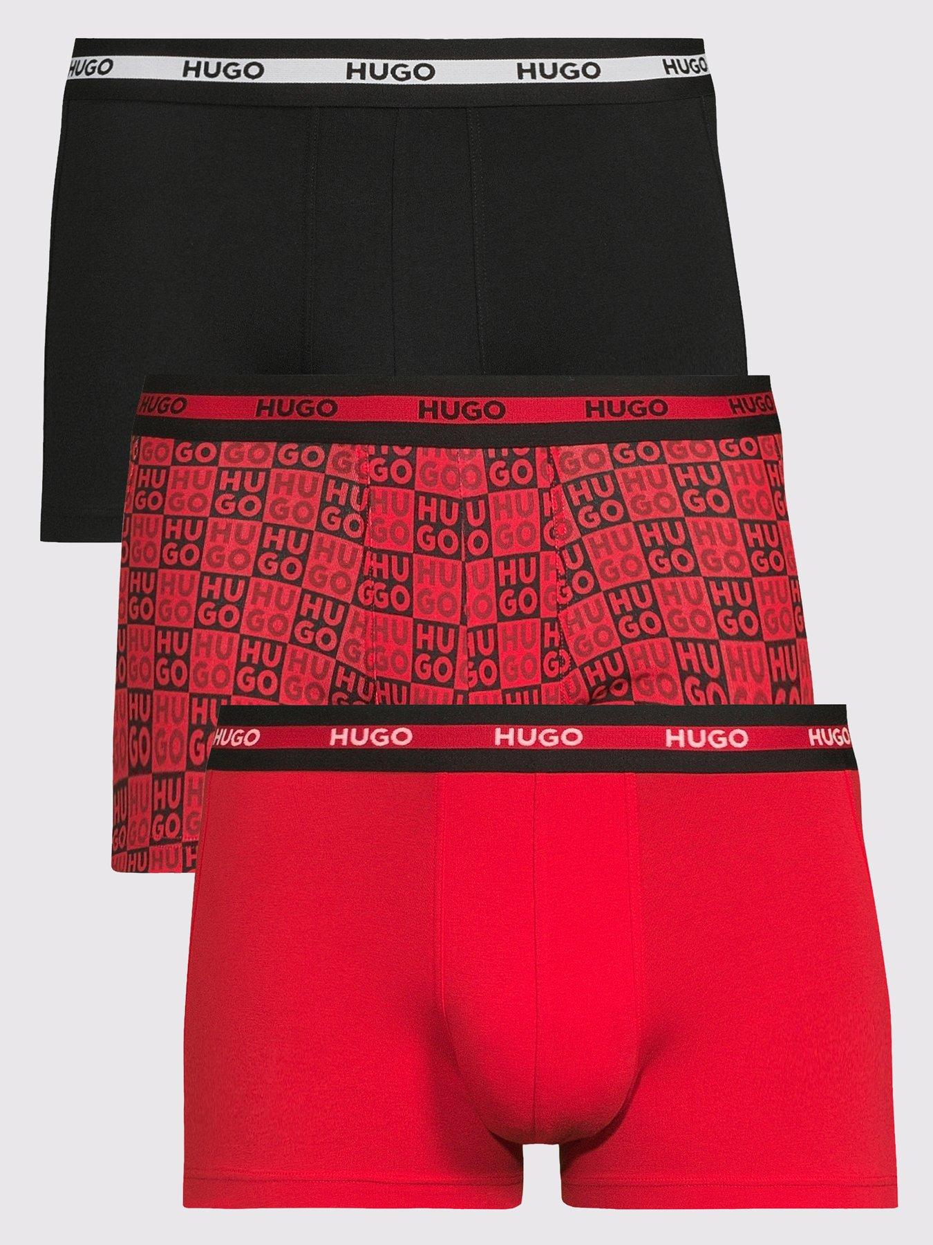 HUGO Bodywear Planet Printed 3 Pack Trunks - Red