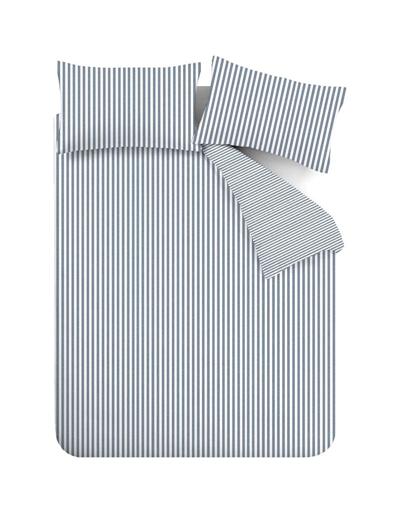 Image 2 of 5 of Catherine Lansfield Brushed Cotton Stripe Duvet Set - Blue