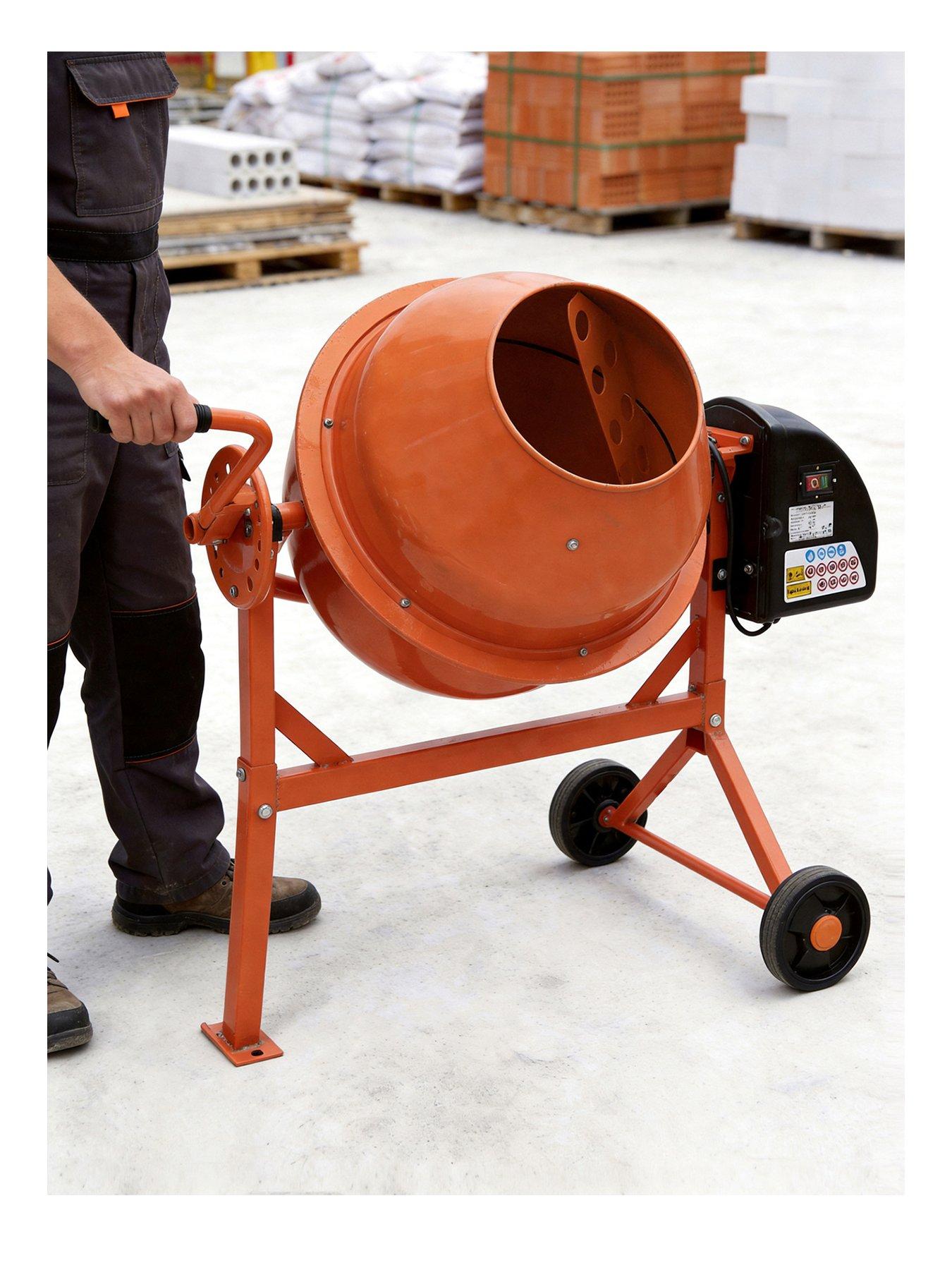 Living and Home 63 L Orange Electric Portable Cement Concrete Mixer with Wheels