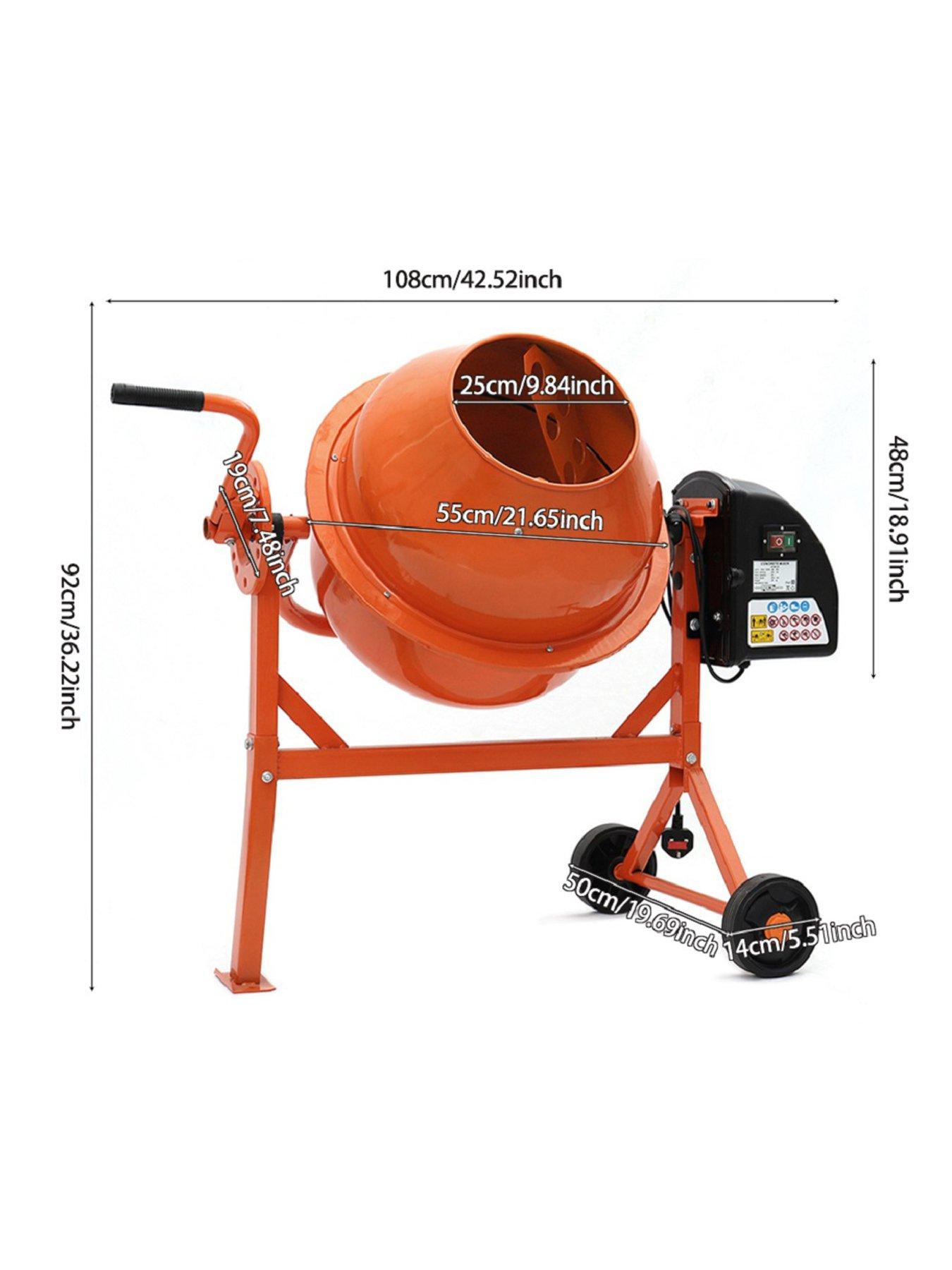 Image 6 of 6 of Living and Home 63 L Orange Electric Portable Cement Concrete Mixer with Wheels