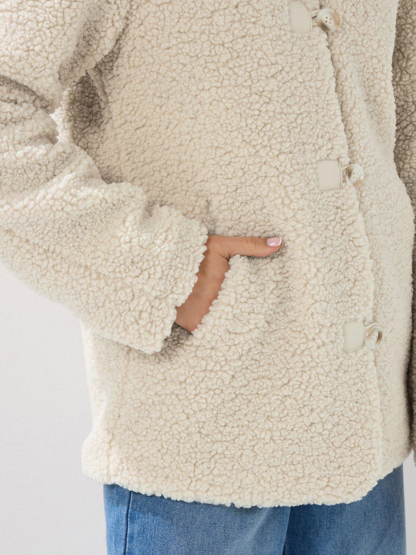 Image 4 of 4 of Long Tall Sally Borg Button Through Jacket - Ivory