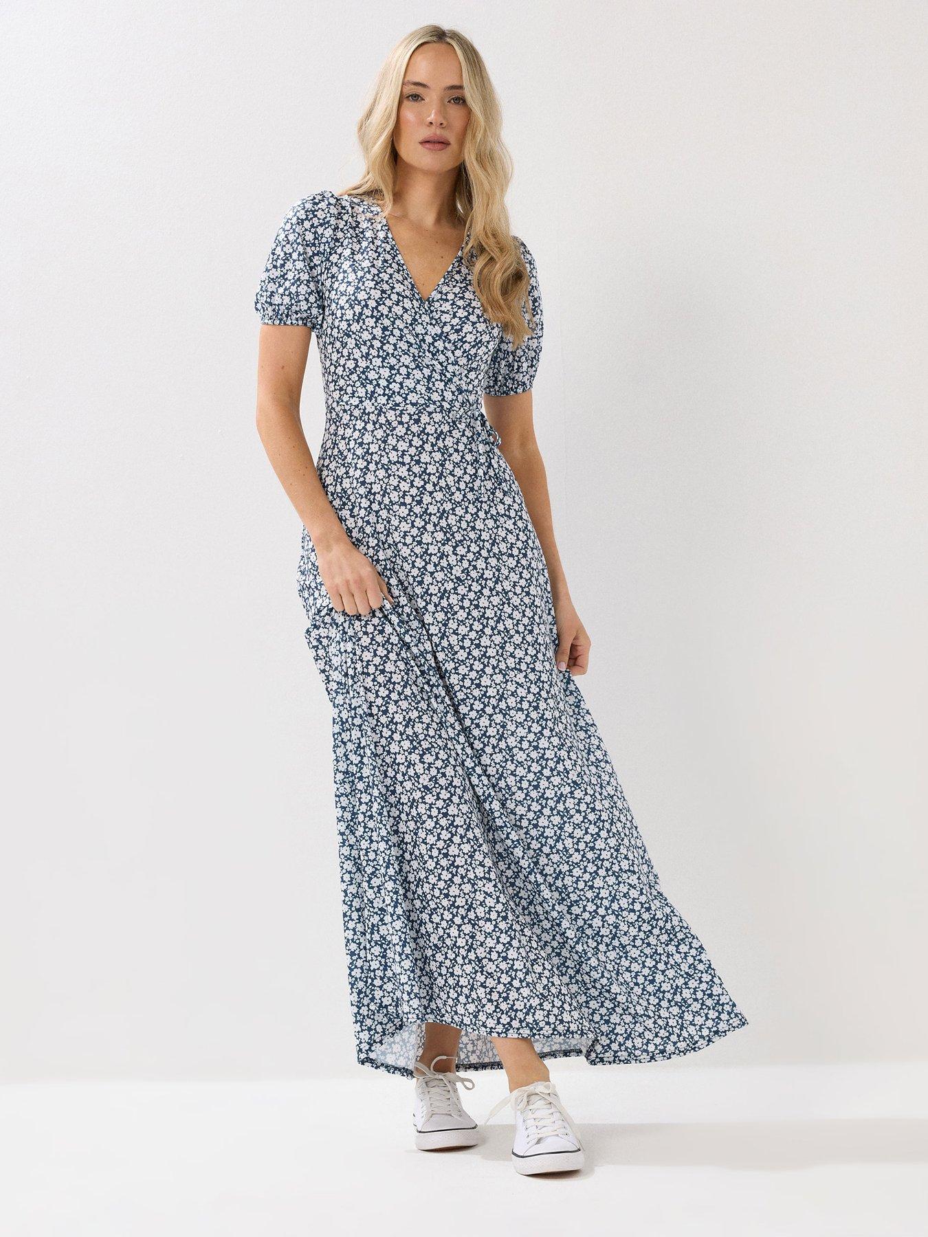 undefined Ditsy Wrap Maxi Dress - Blue