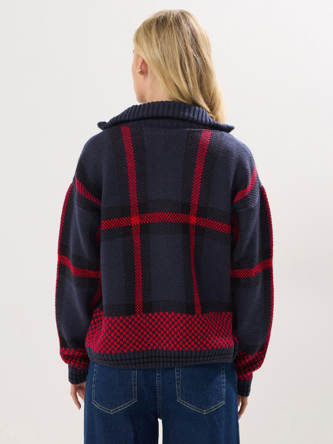 Image 2 of 5 of PixieGirl Petite Check Zip Thru Cardigan - Blue