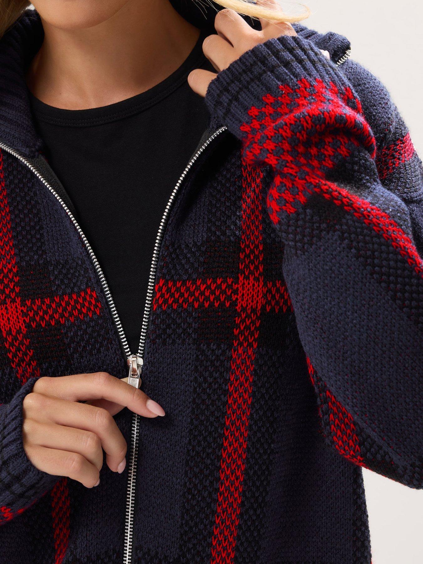 Image 4 of 5 of PixieGirl Petite Check Zip Thru Cardigan - Blue