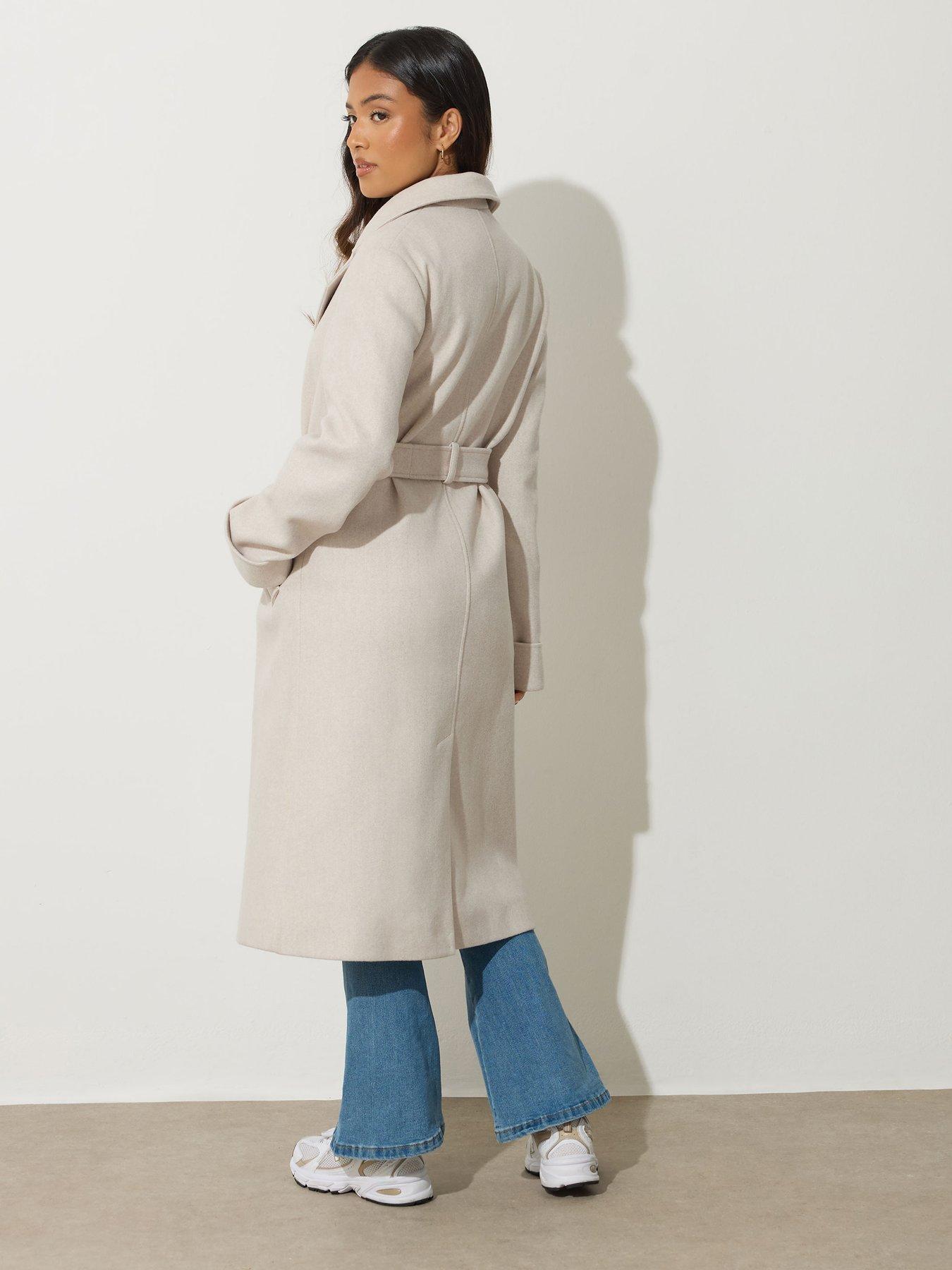 Image 2 of 4 of PixieGirl Petite Wrap Belted Coat - Natural