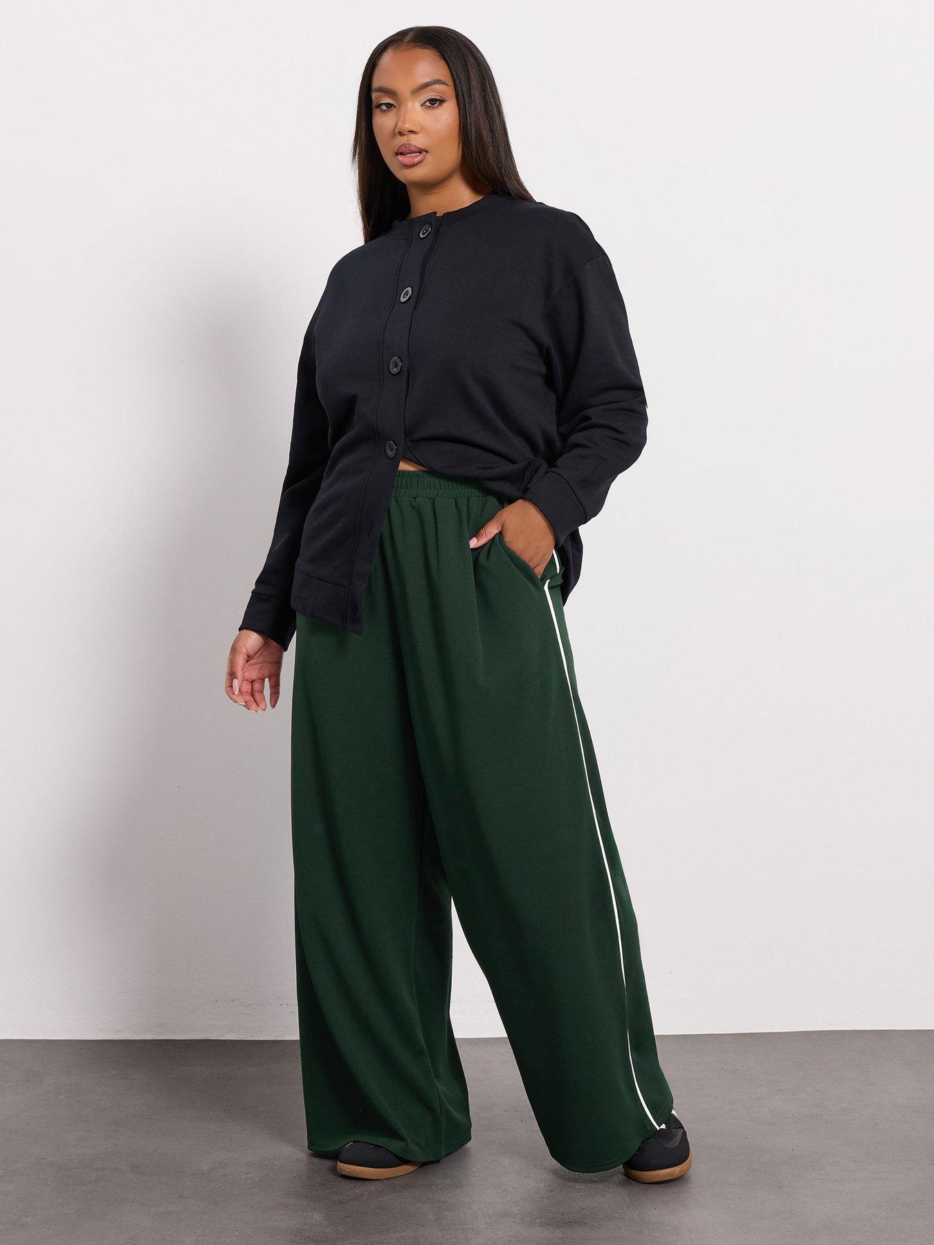 yours-curve-scuba-sporty-wide-leg-trouser-green