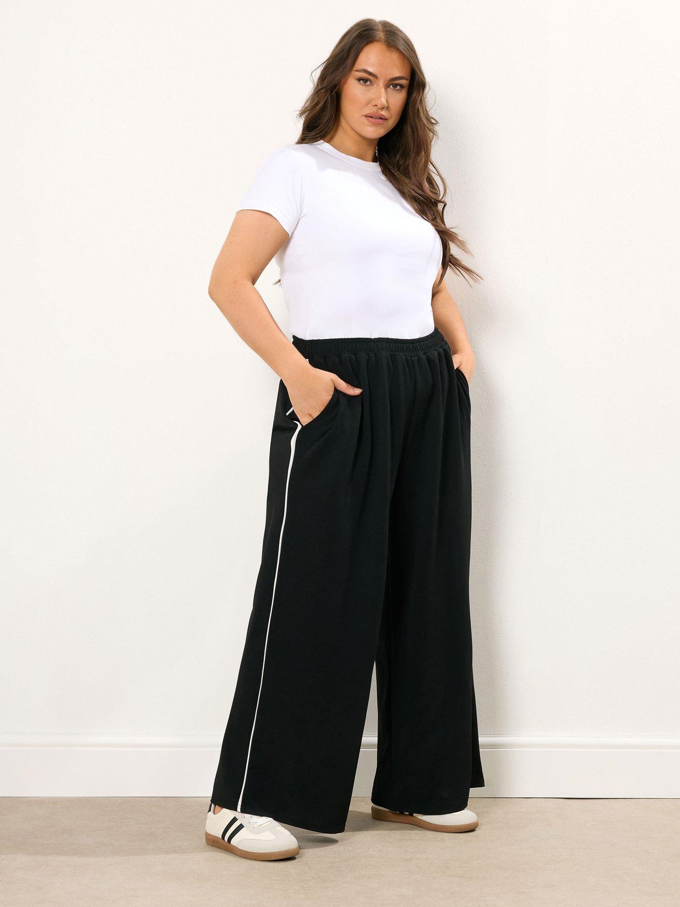 undefined Curve Scuba Sporty Wide Leg Trouser - Black