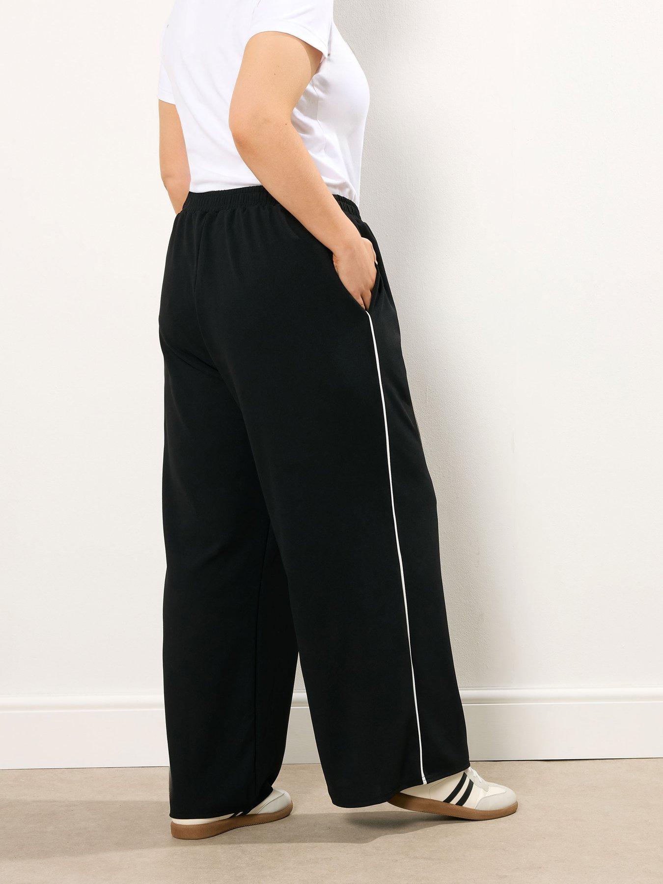 Image 2 of 4 of Yours Curve Scuba Sporty Wide Leg Trouser - Black
