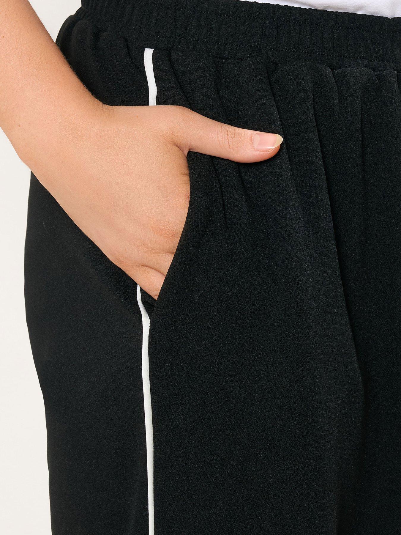 Image 4 of 4 of Yours Curve Scuba Sporty Wide Leg Trouser - Black