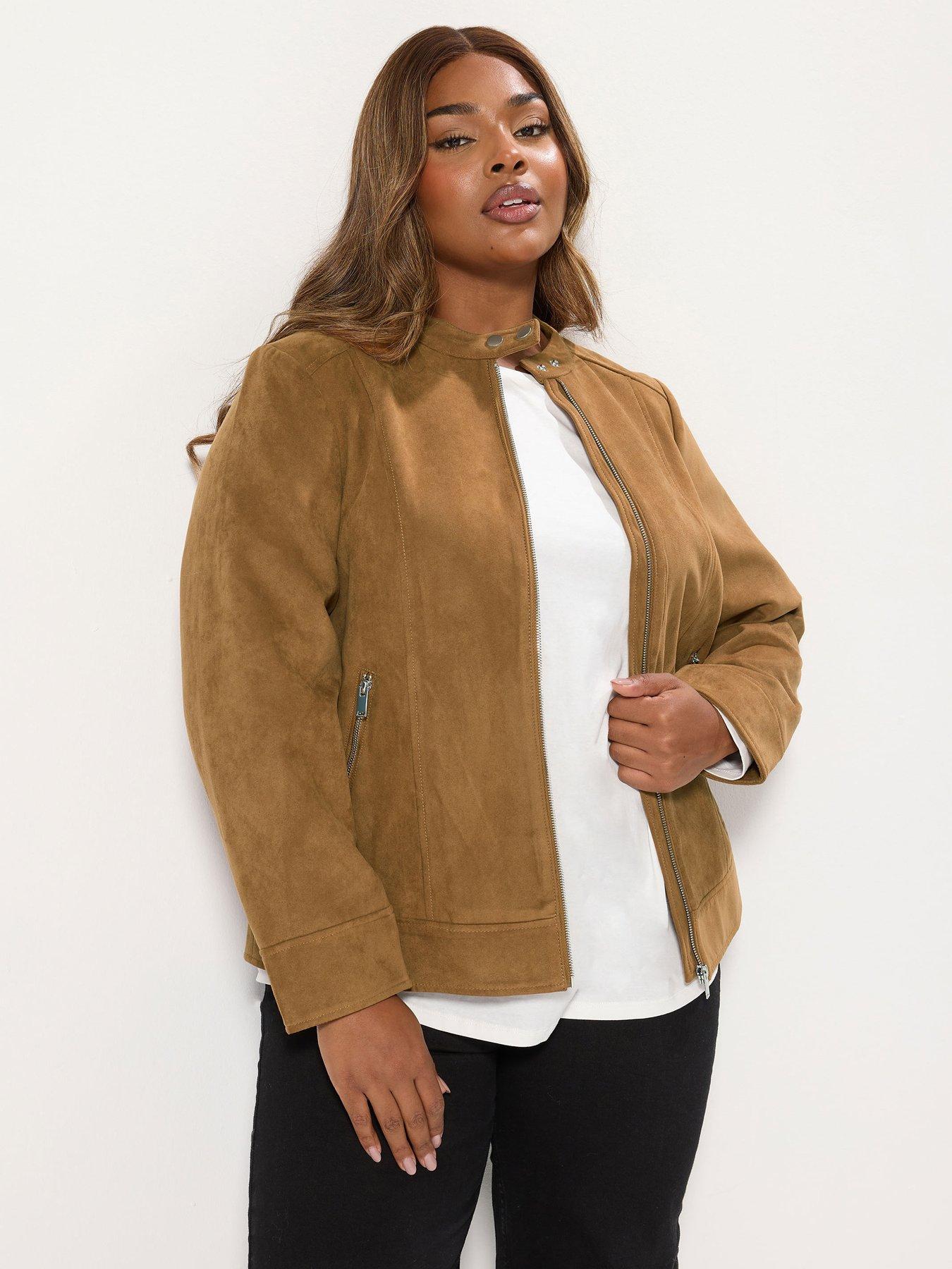 undefined Curve Suedette Jacket - Brown