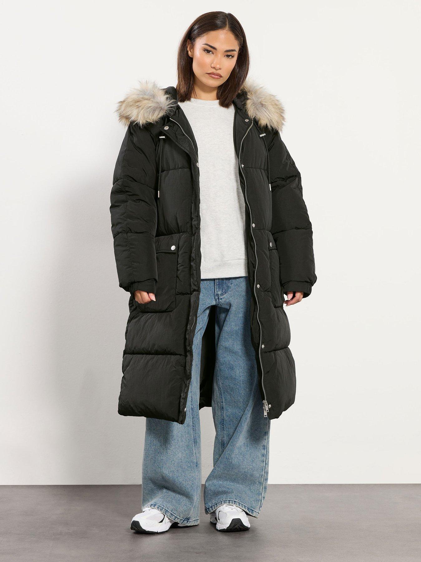 undefined Petite Hooded Midi Puffer Coat