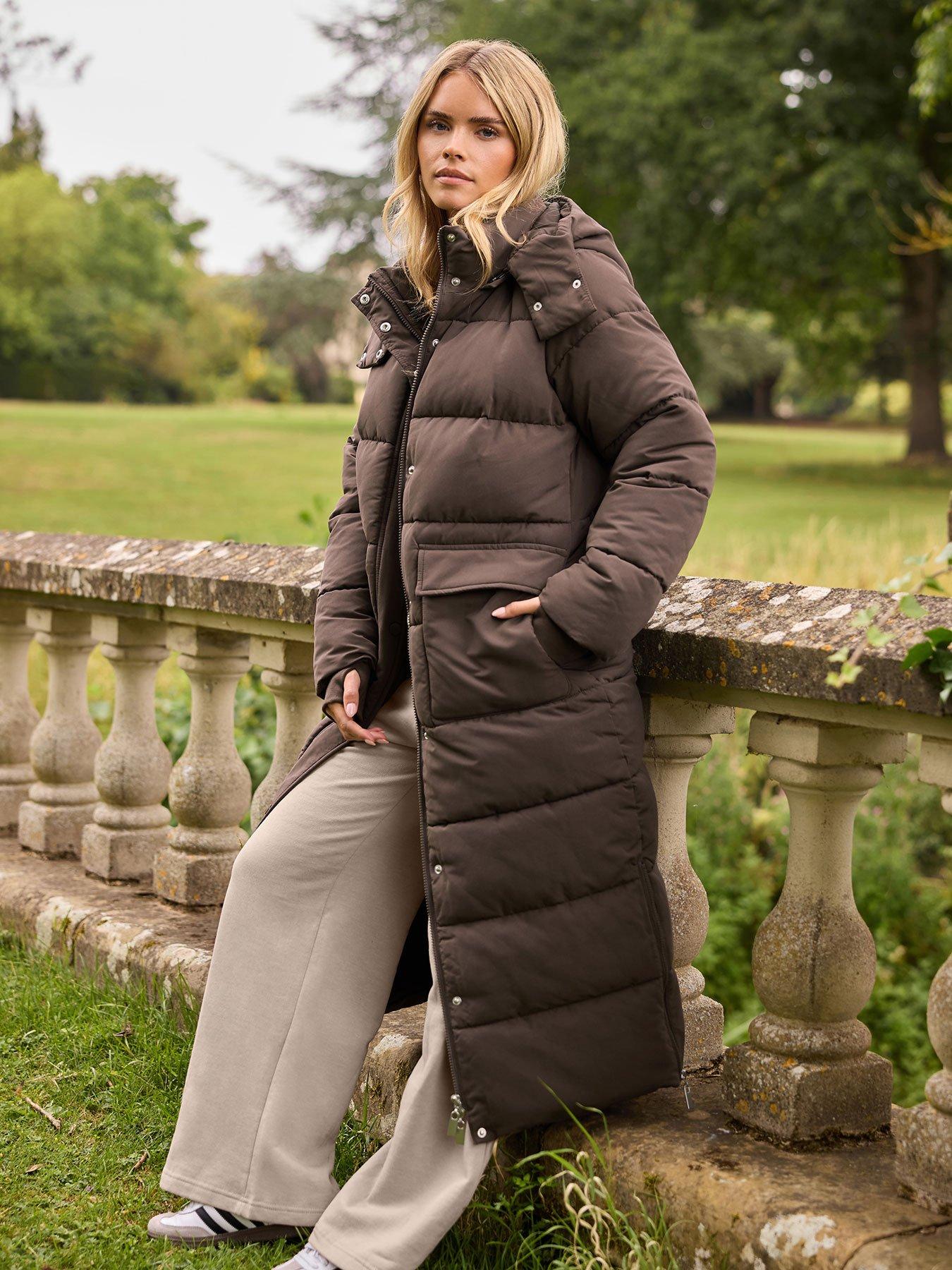 undefined Petite Hooded Maxi Padded Coat - Brown