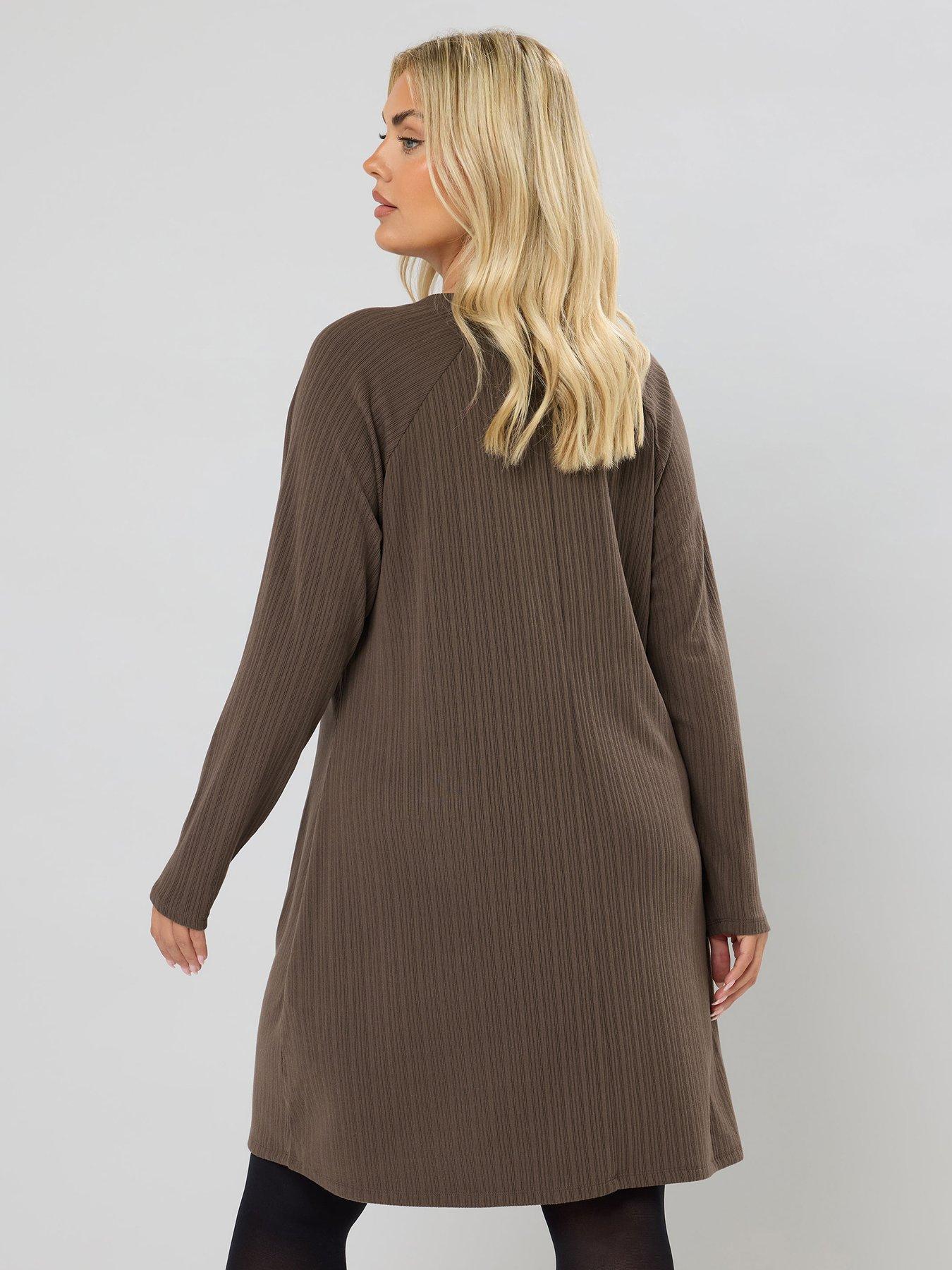 Image 2 of 4 of Yours Curve Military Rib Tunic Dress - Brown