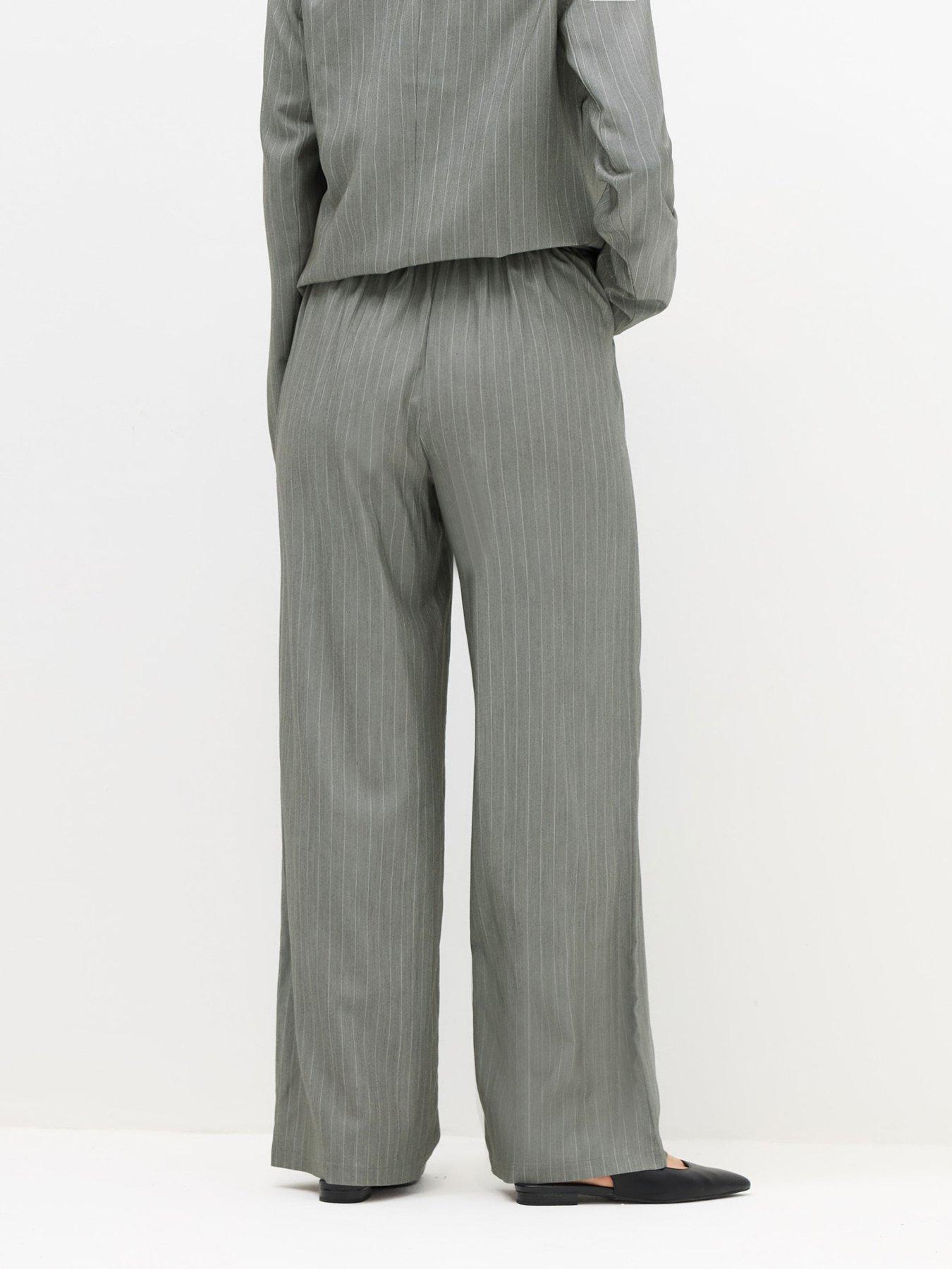  image of long-tall-sally-pinstripe-trouser-36-grey