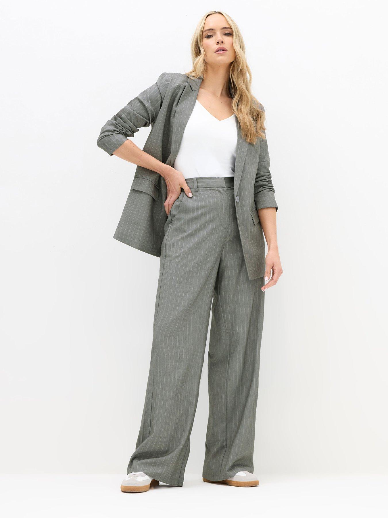  image of long-tall-sally-pinstripe-trouser-36-grey