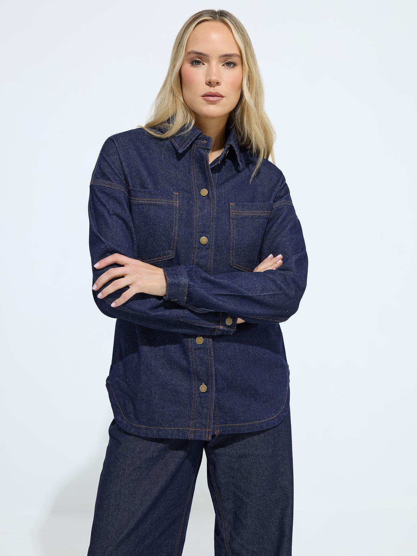 front image of long-tall-sally-denim-shacket-blue