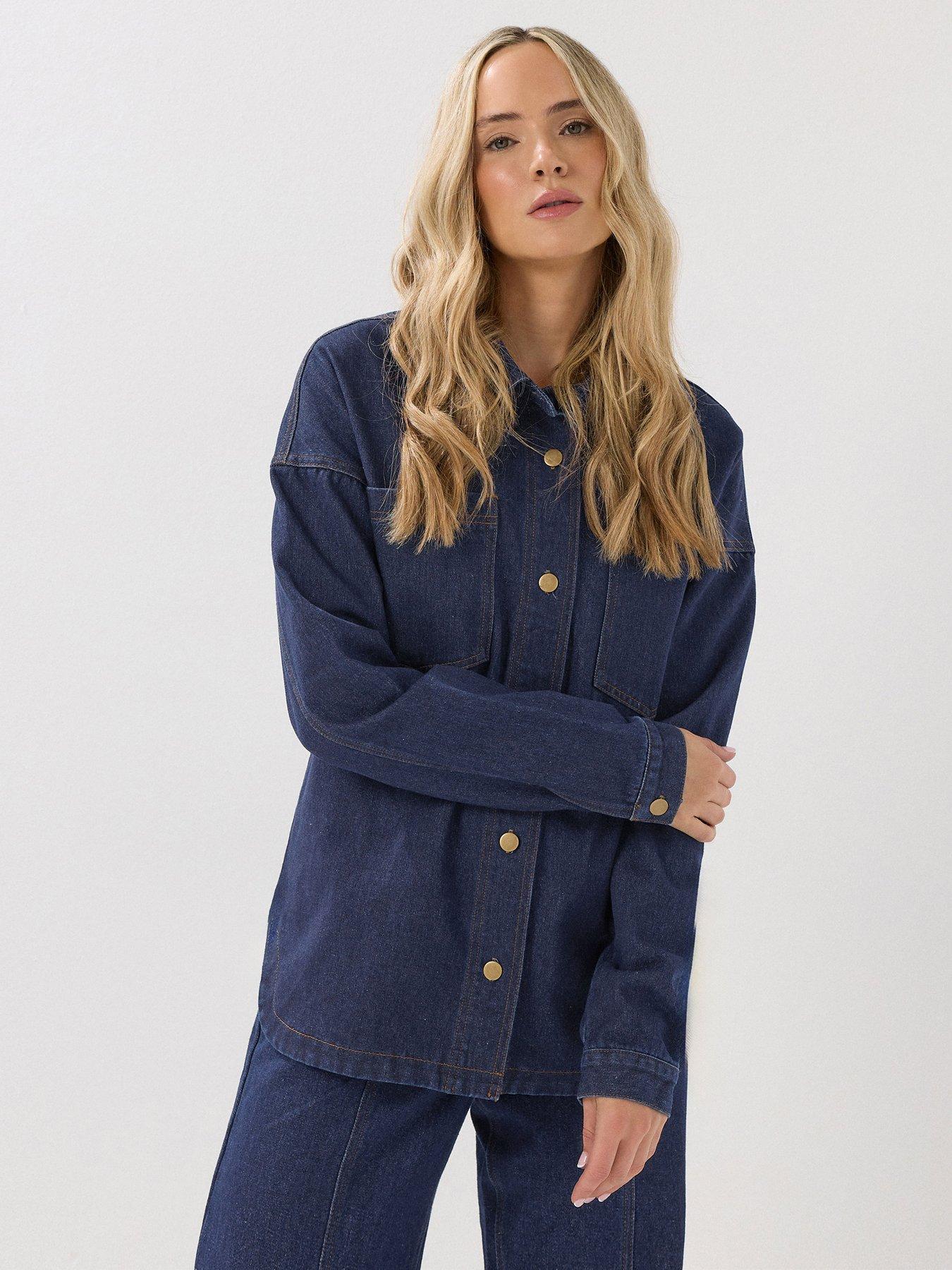  image of long-tall-sally-denim-shacket-blue