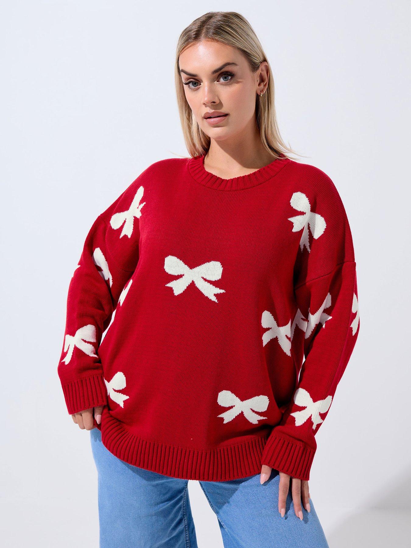 Yours Curve Bow Cream Jumper - Natural