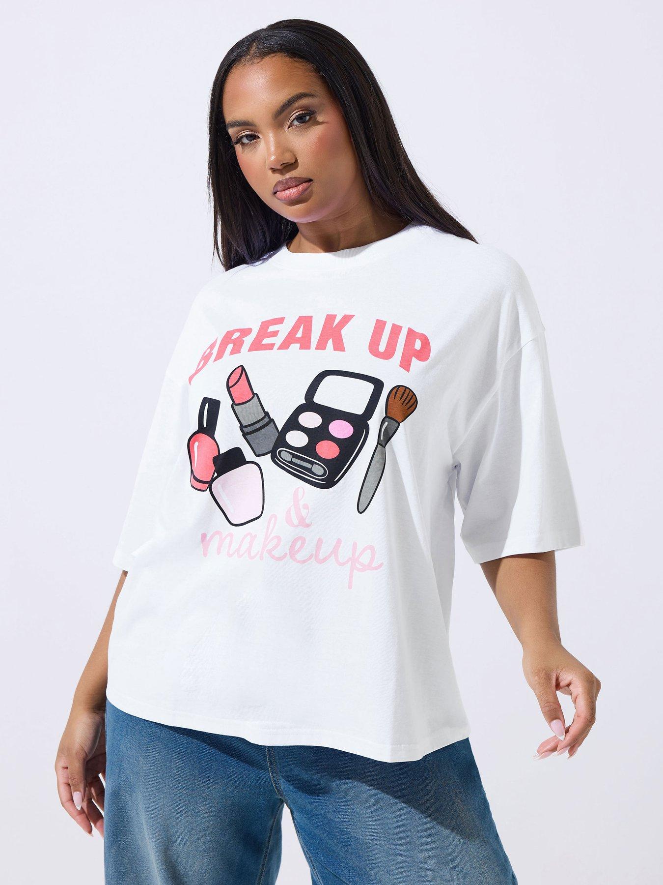 Yours Curve Makeup T-Shirt - White