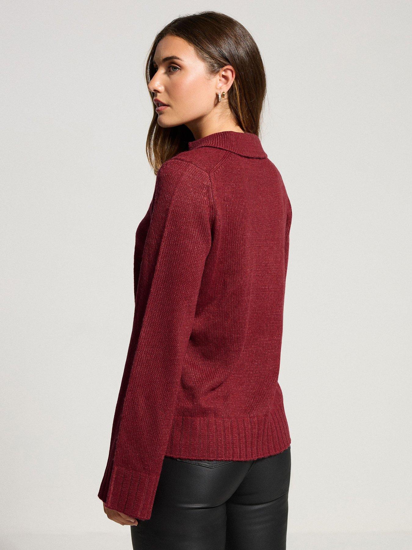 Image 2 of 4 of Long Tall Sally Collar Ladder Trim Jumper - Red