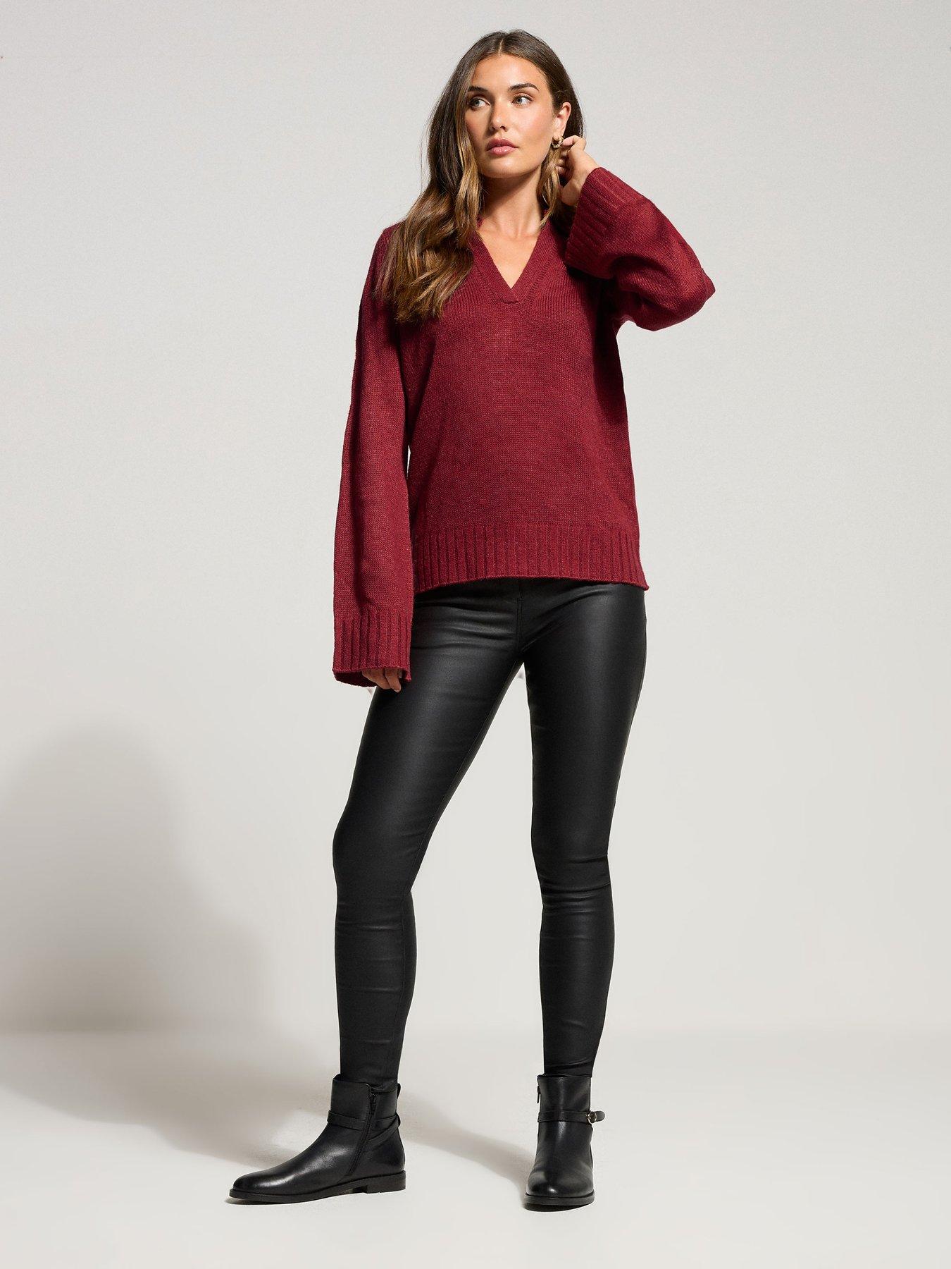 Image 3 of 4 of Long Tall Sally Collar Ladder Trim Jumper - Red