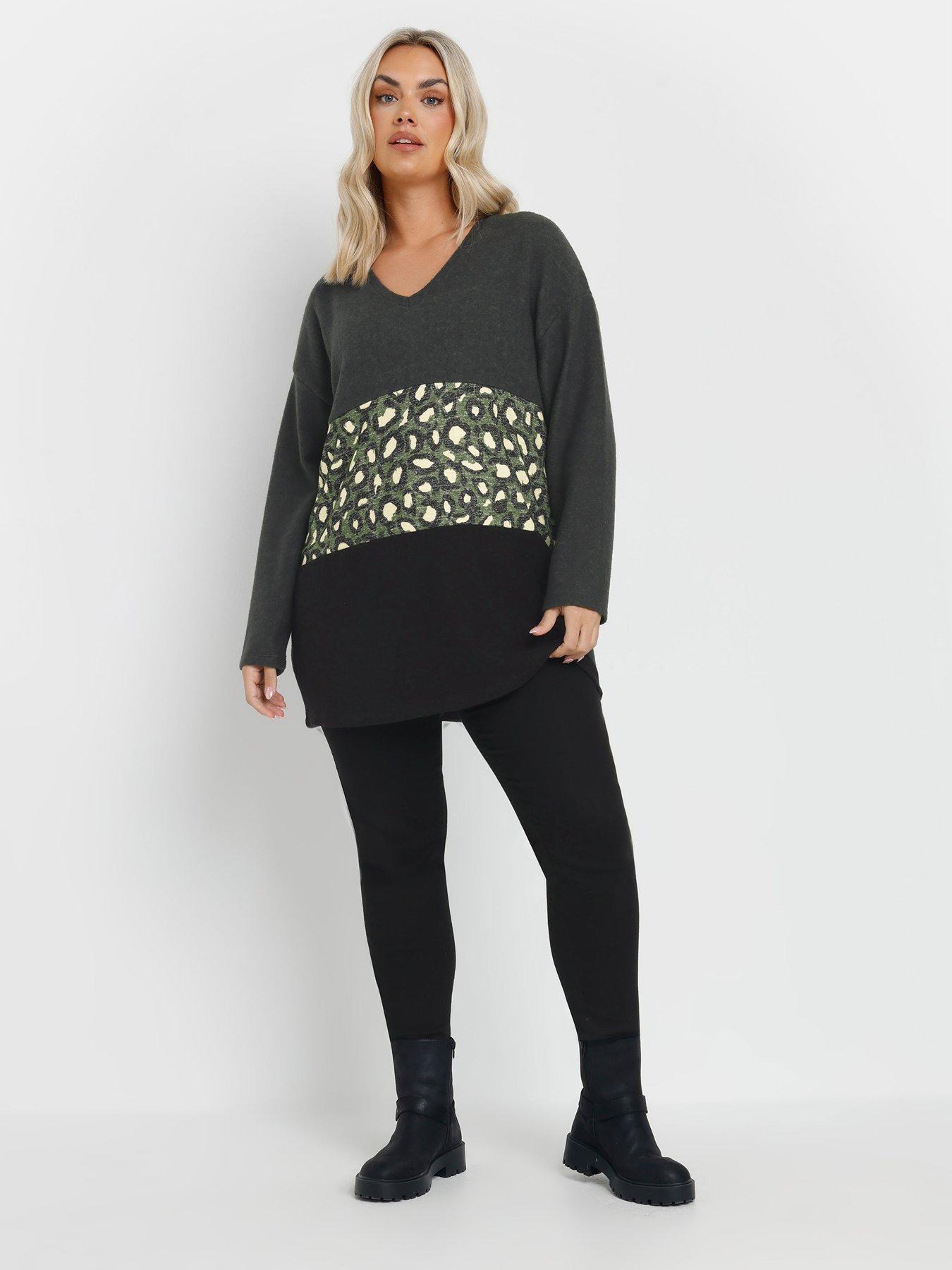 Image 3 of 4 of Yours Curve Animal Colour Block Jumper - Grey