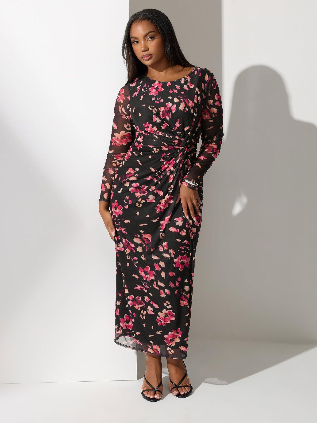 undefined Curve Abstract Side Knot Dress - Black