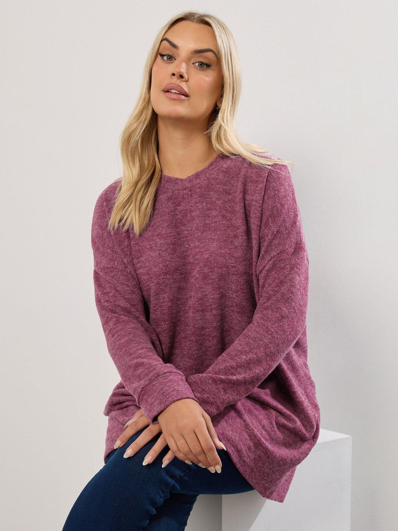 Image 1 of 4 of Yours Curve Long Sleeve Jumper - Pink