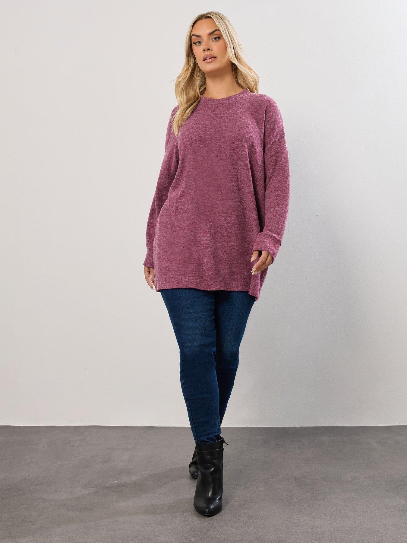 Image 3 of 4 of Yours Curve Long Sleeve Jumper - Pink