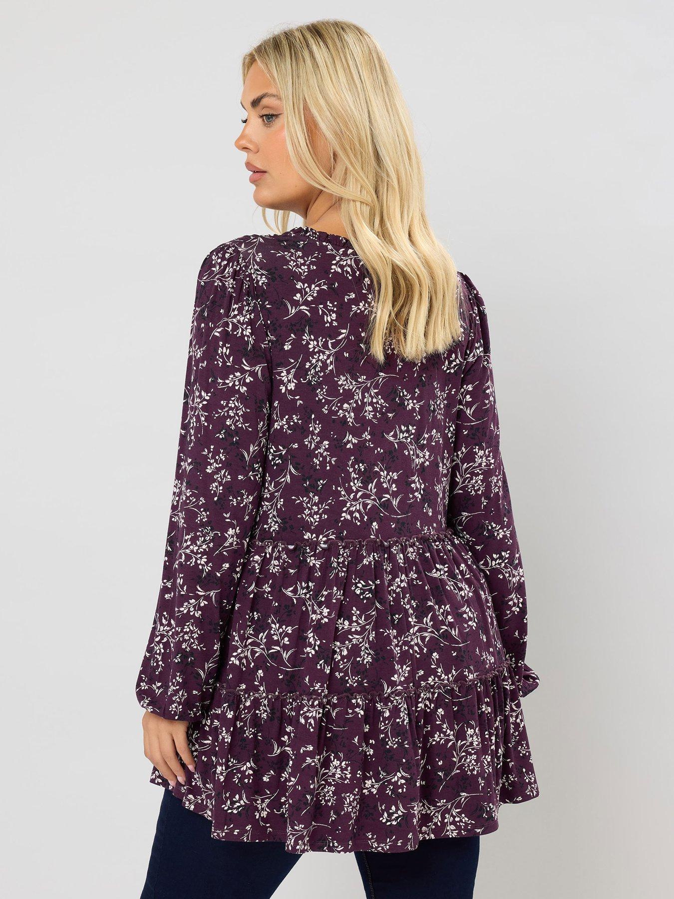 Image 2 of 4 of Yours Curve Tiered Blouse - Purple