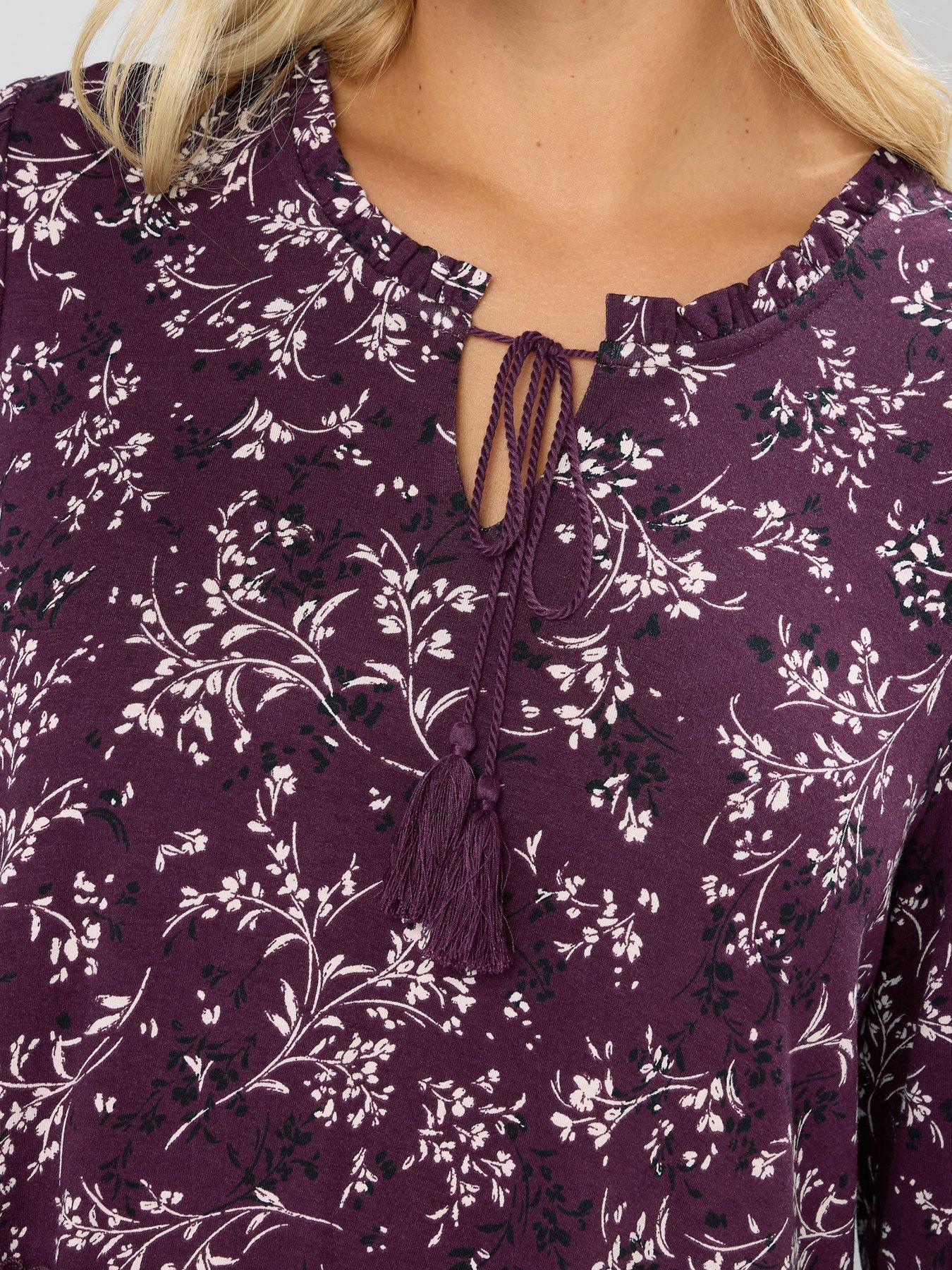Image 4 of 4 of Yours Curve Tiered Blouse - Purple